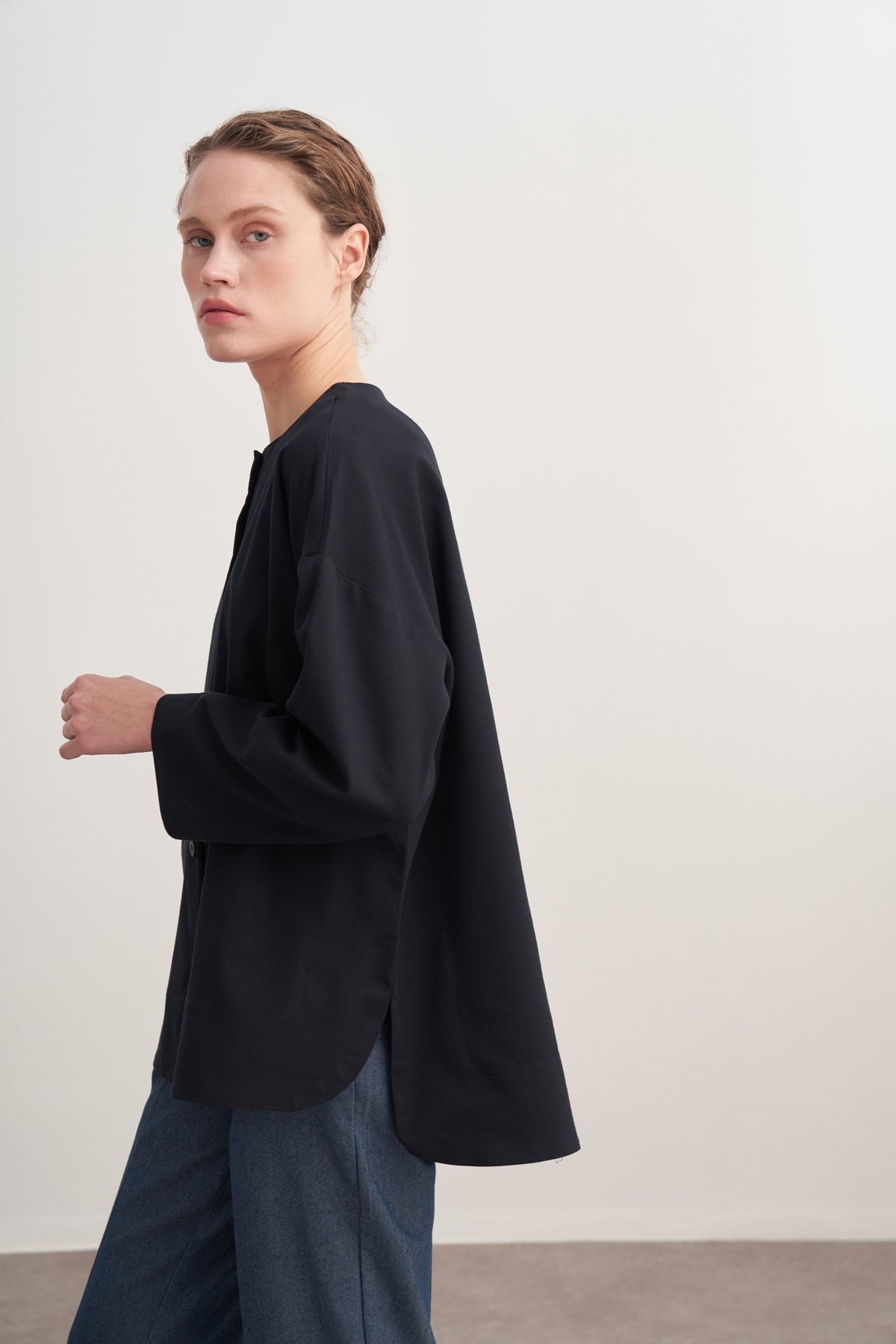 Kadın Gabardin Ceket Gömlek Lacivert