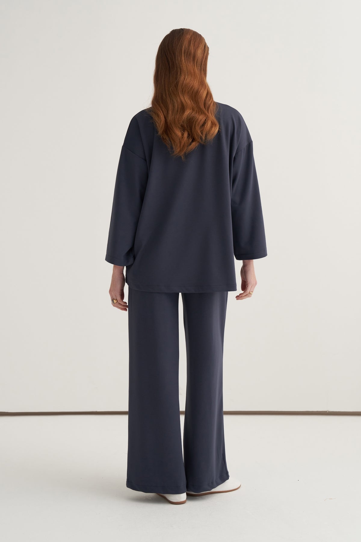 Kadın Basic Pantolonlu Sweat Takım Füme
