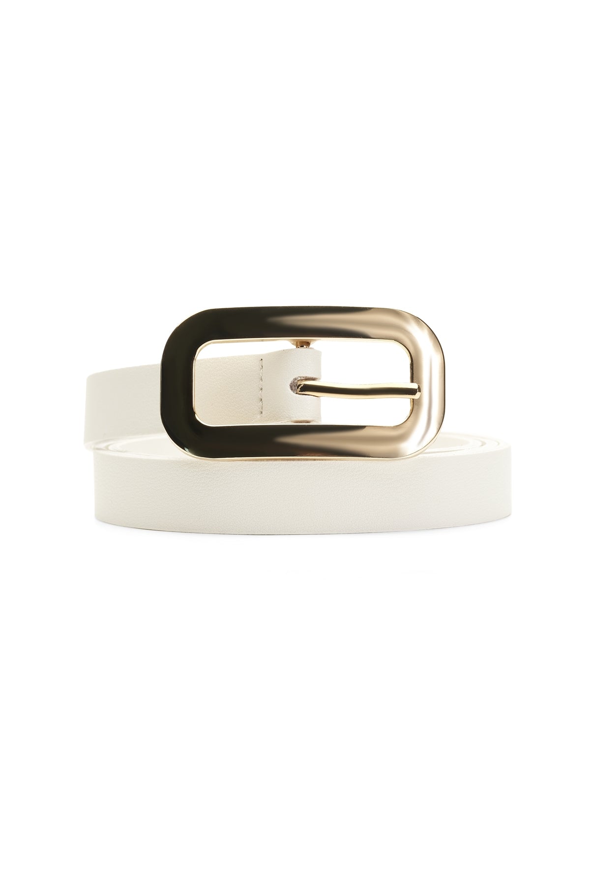 Kadın Gold Oval Tokalı Kemer Beyaz