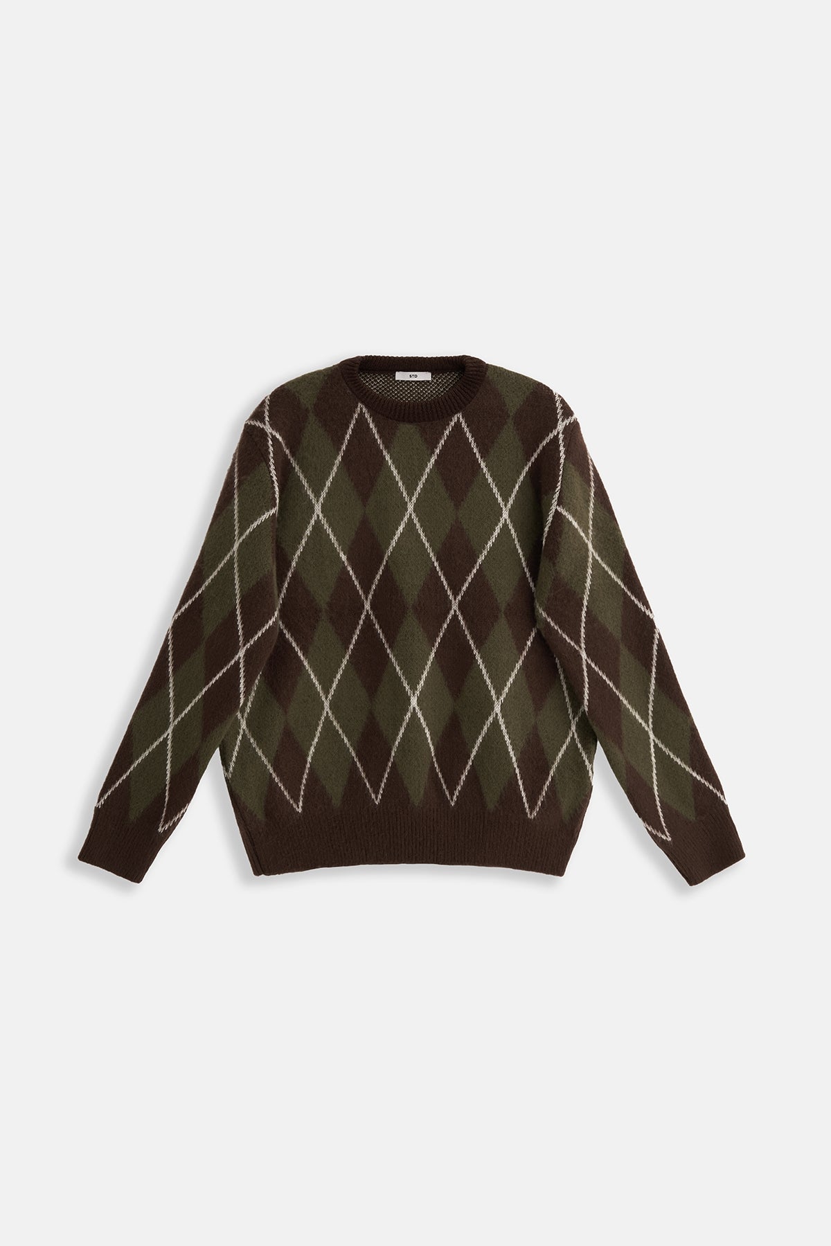 Kadın Baklava Desen Oversize Triko Kazak Kahve