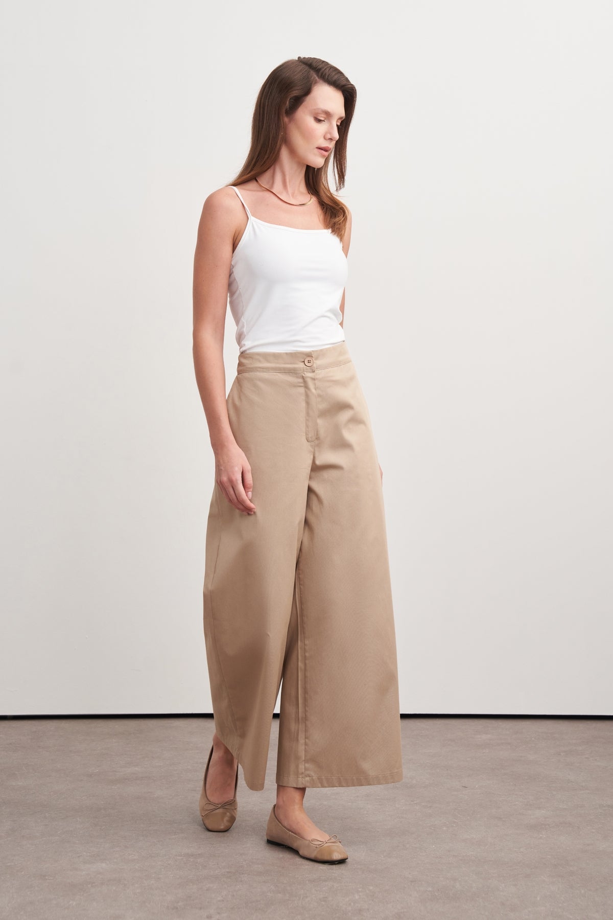 Kadın Gabardin Kısa Paça Pantolon Ceviz Kabuğu