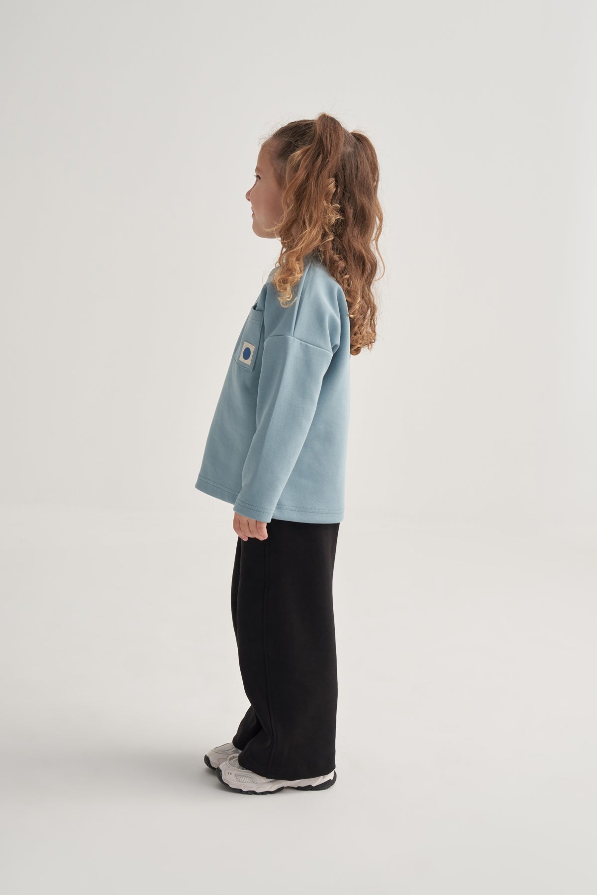 Unisex Çocuk İnterlok Cepli Sweat Mavi