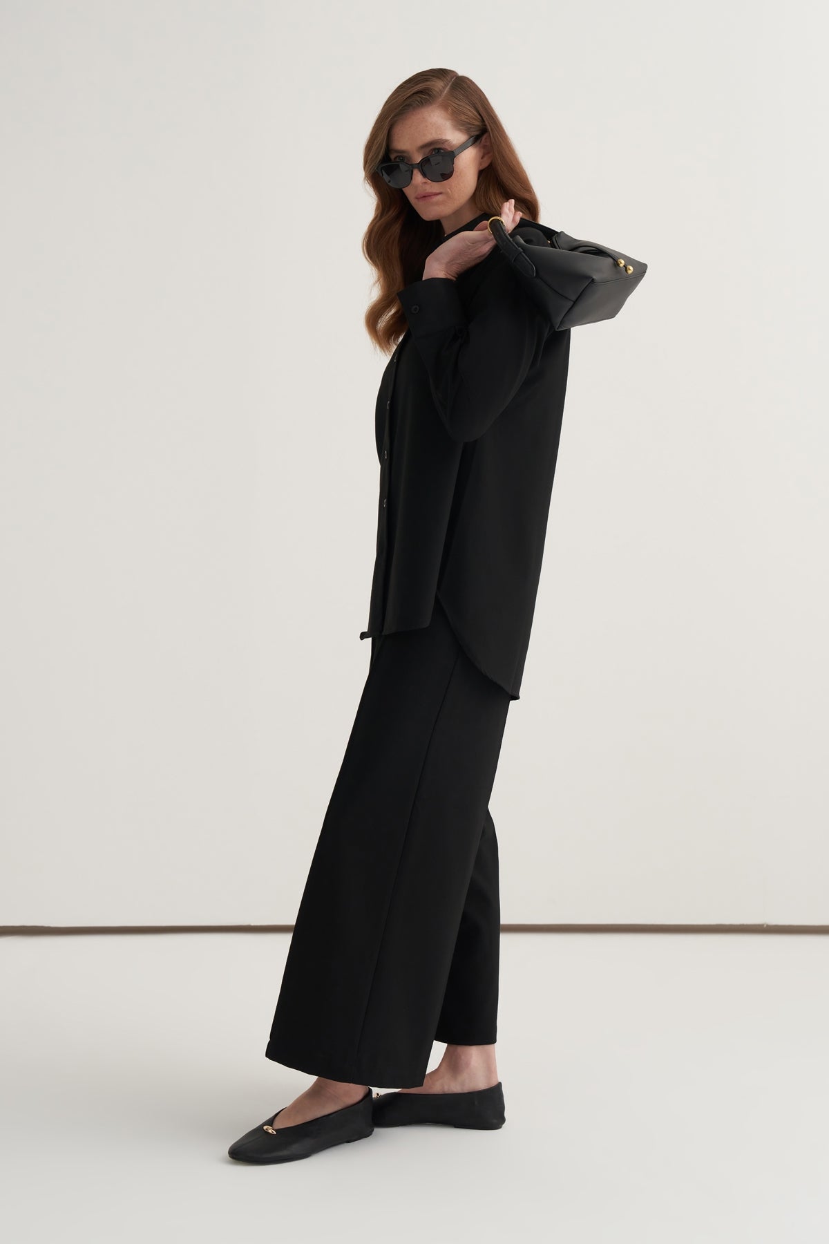 Kadın Culotte Pantolon Gömlek Takım Siyah
