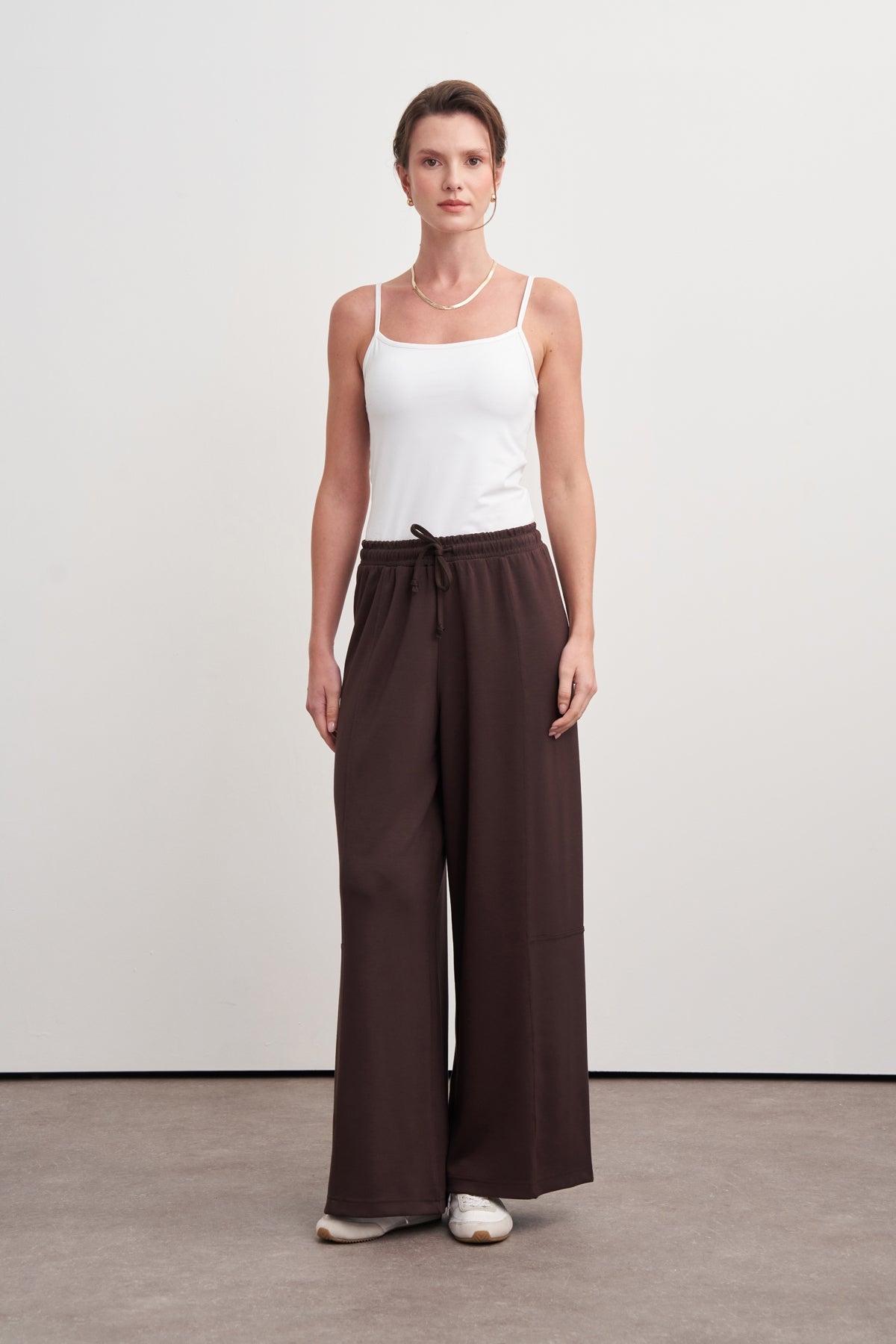 Kadın Kemerli Sweat Pantolon Takım Kahve