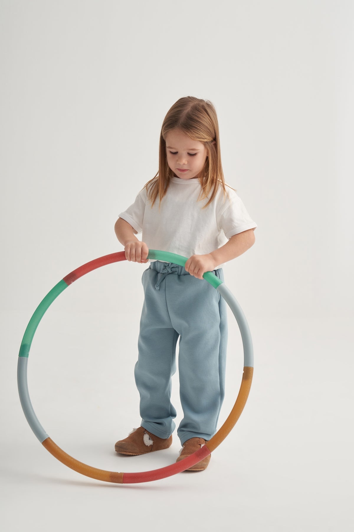 Unisex Çocuk İnterlok Düz Kesim Pantolon Mavi