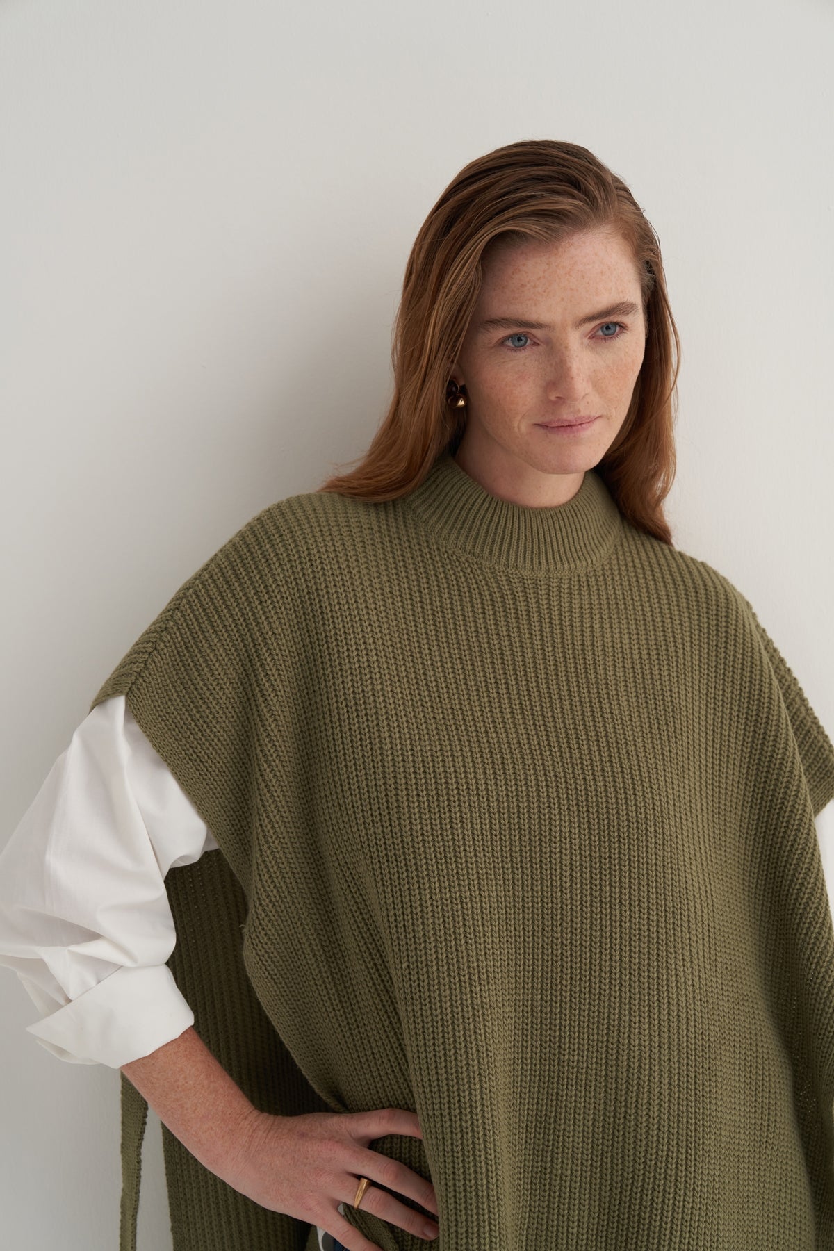 Kadın Uzun Bağlamalı Süveter Açık Haki