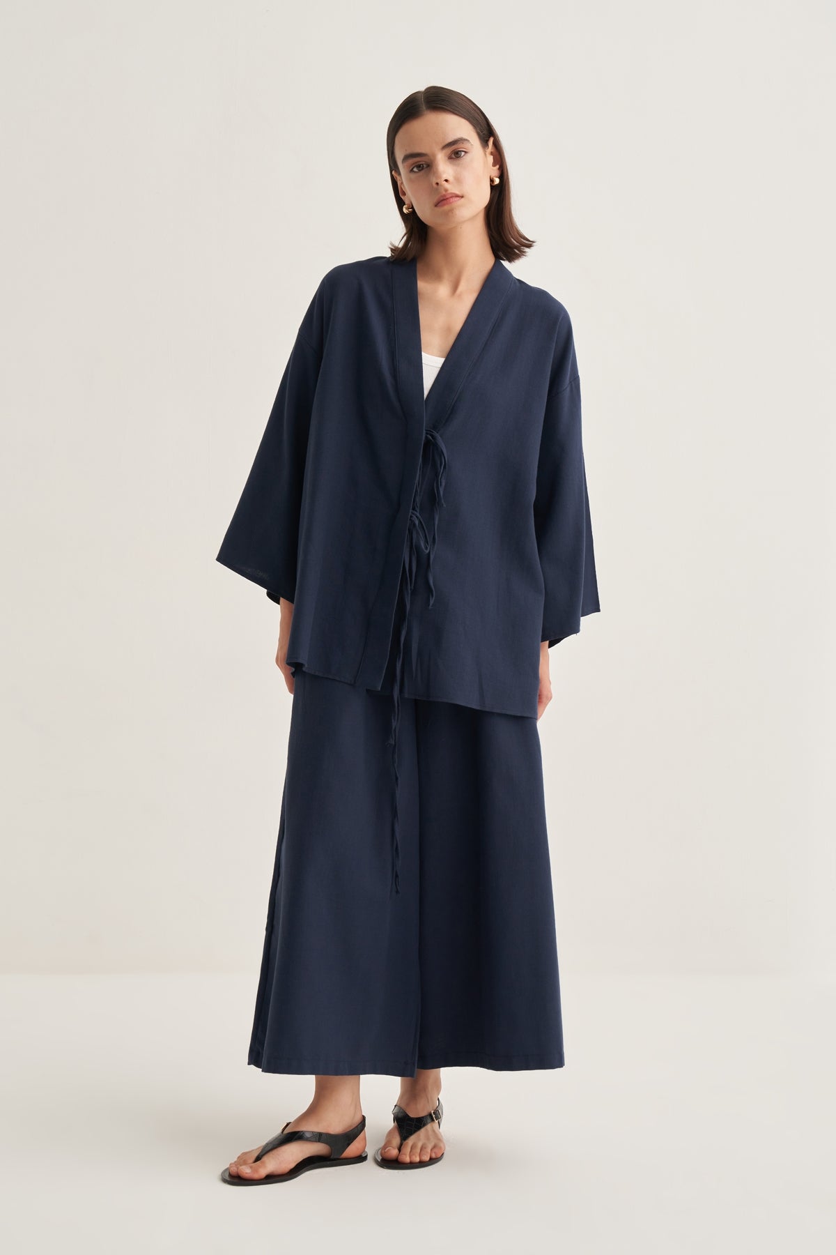 Kadın Organik Pamuklu Oversize Kimono Lacivert