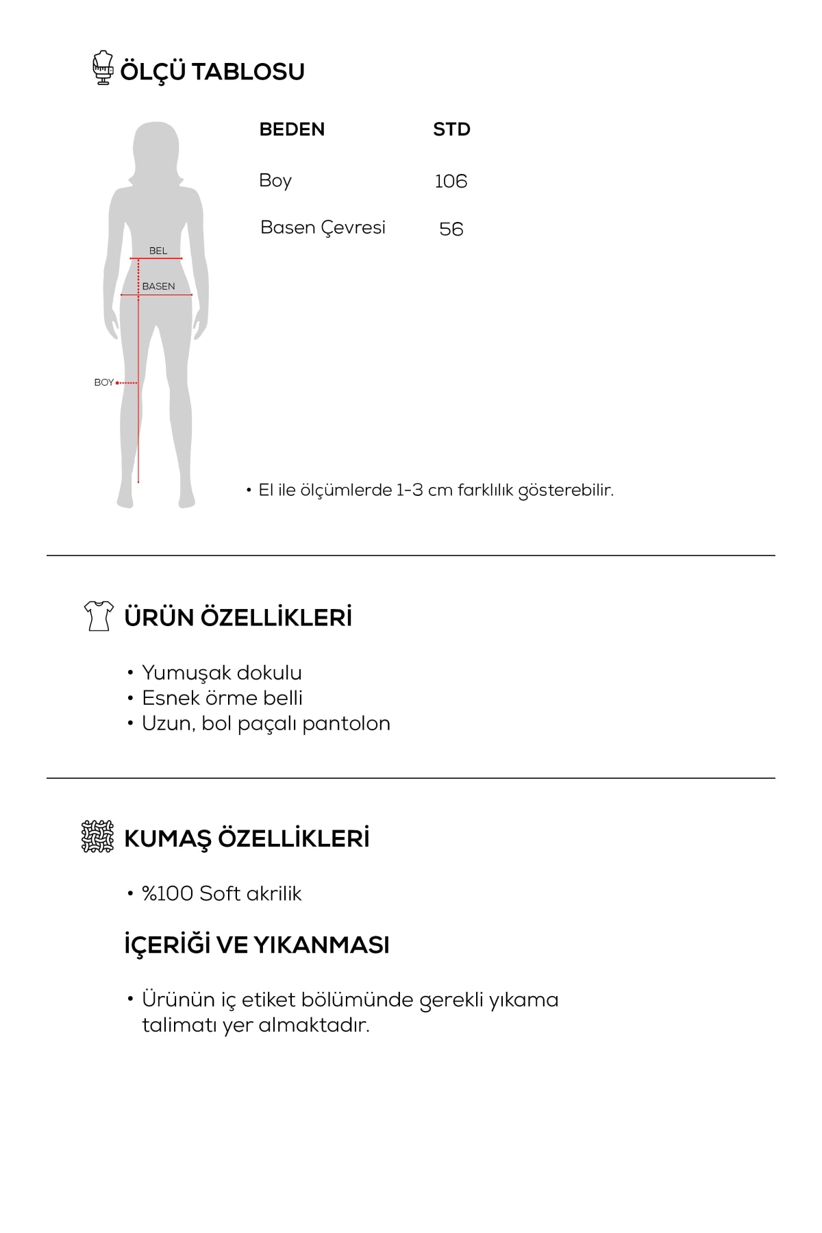 Kadın Soft Bol Paça Triko Pantolon Antrasit