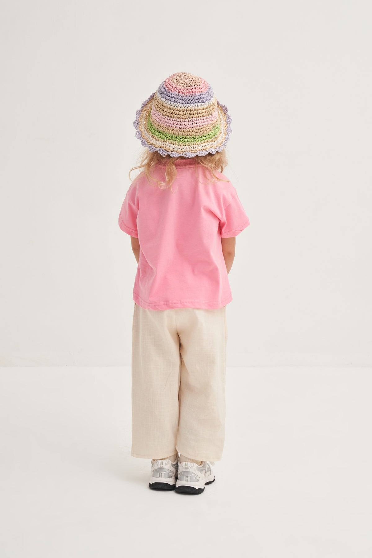 Unisex Çocuk Örme Kısa Kollu Tshirt Pembe