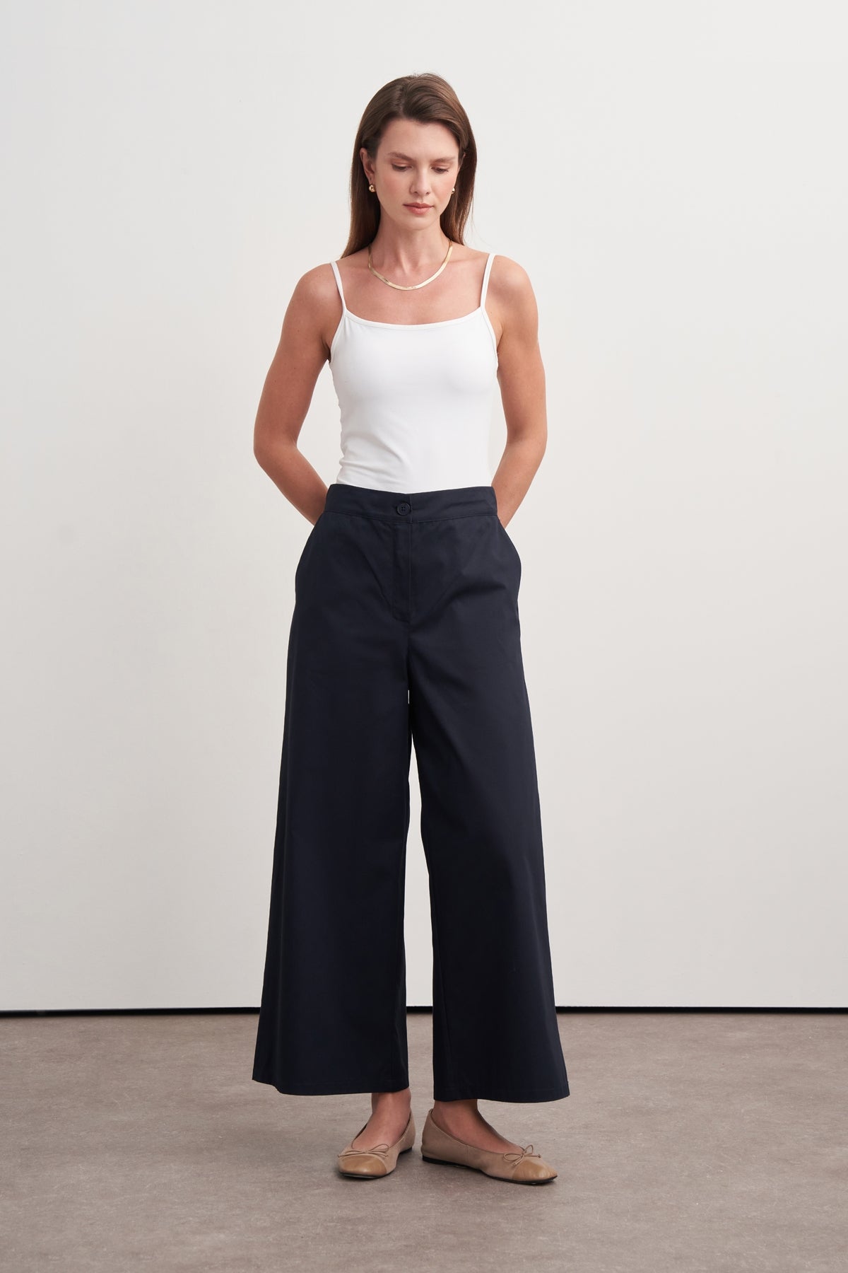 Kadın Gabardin Kısa Paça Pantolon Lacivert