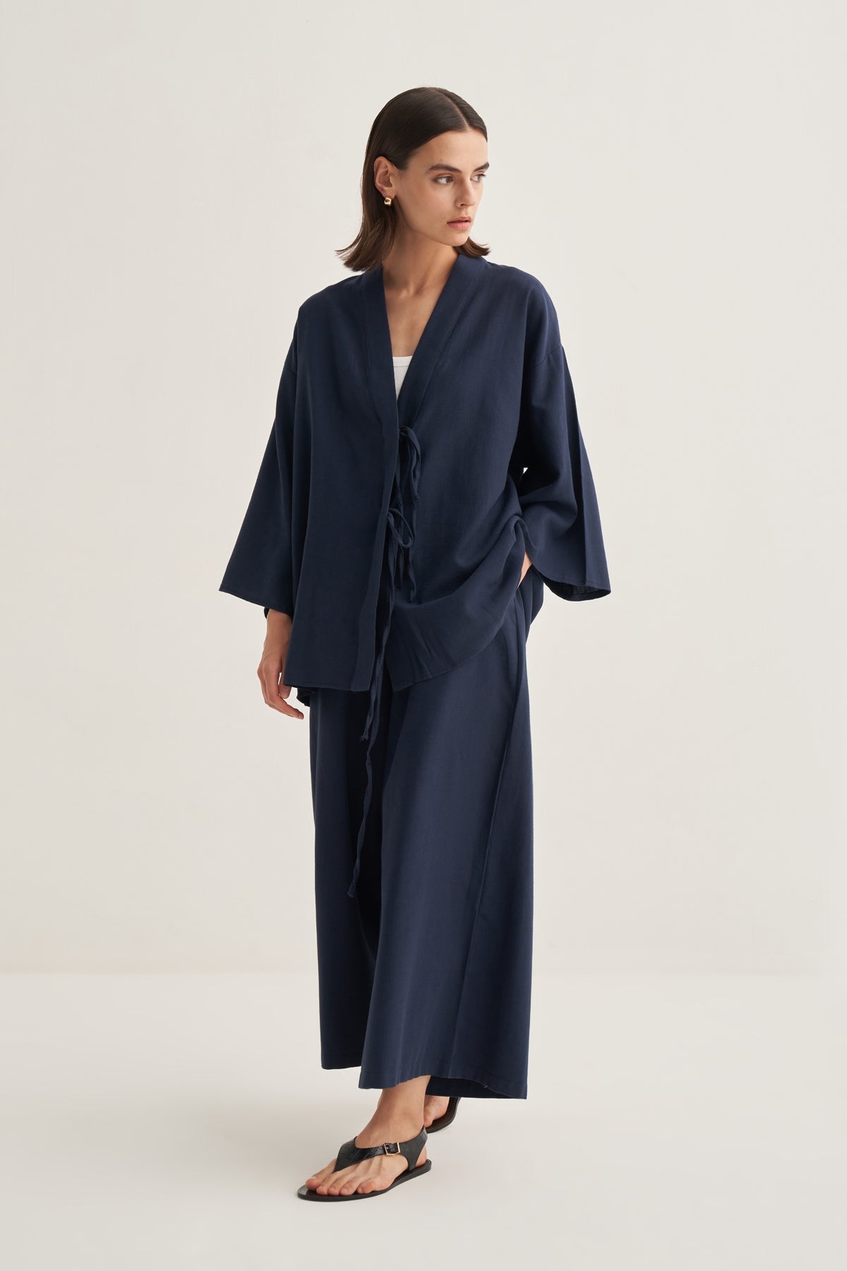 Kadın Organik Pamuklu Oversize Kimono Lacivert