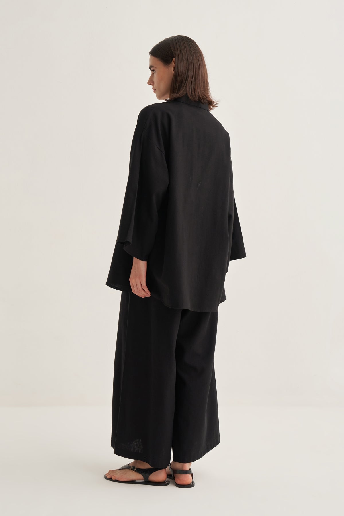 Kadın Organik Pamuklu Oversize Kimono Siyah