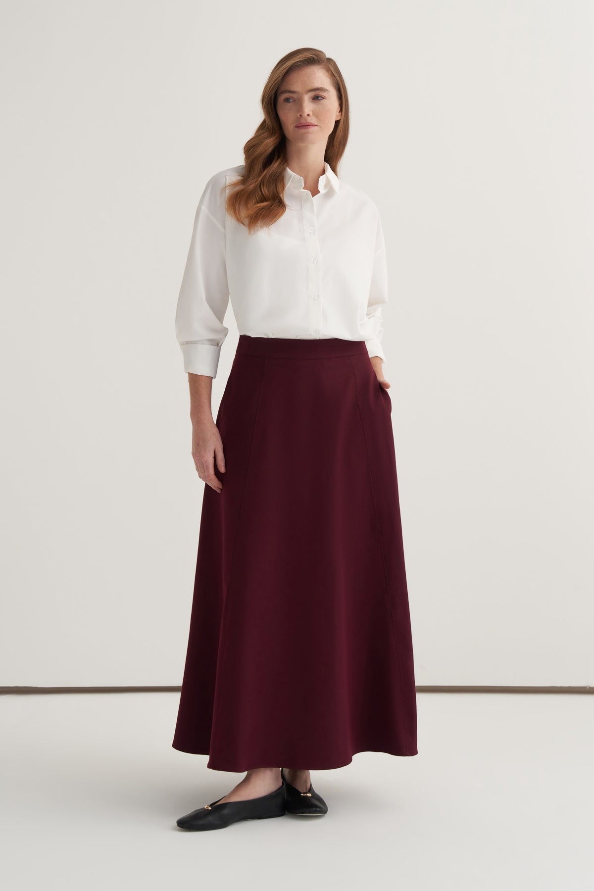 Kadın Gabardin Yelekli Etek Takım Mürdüm