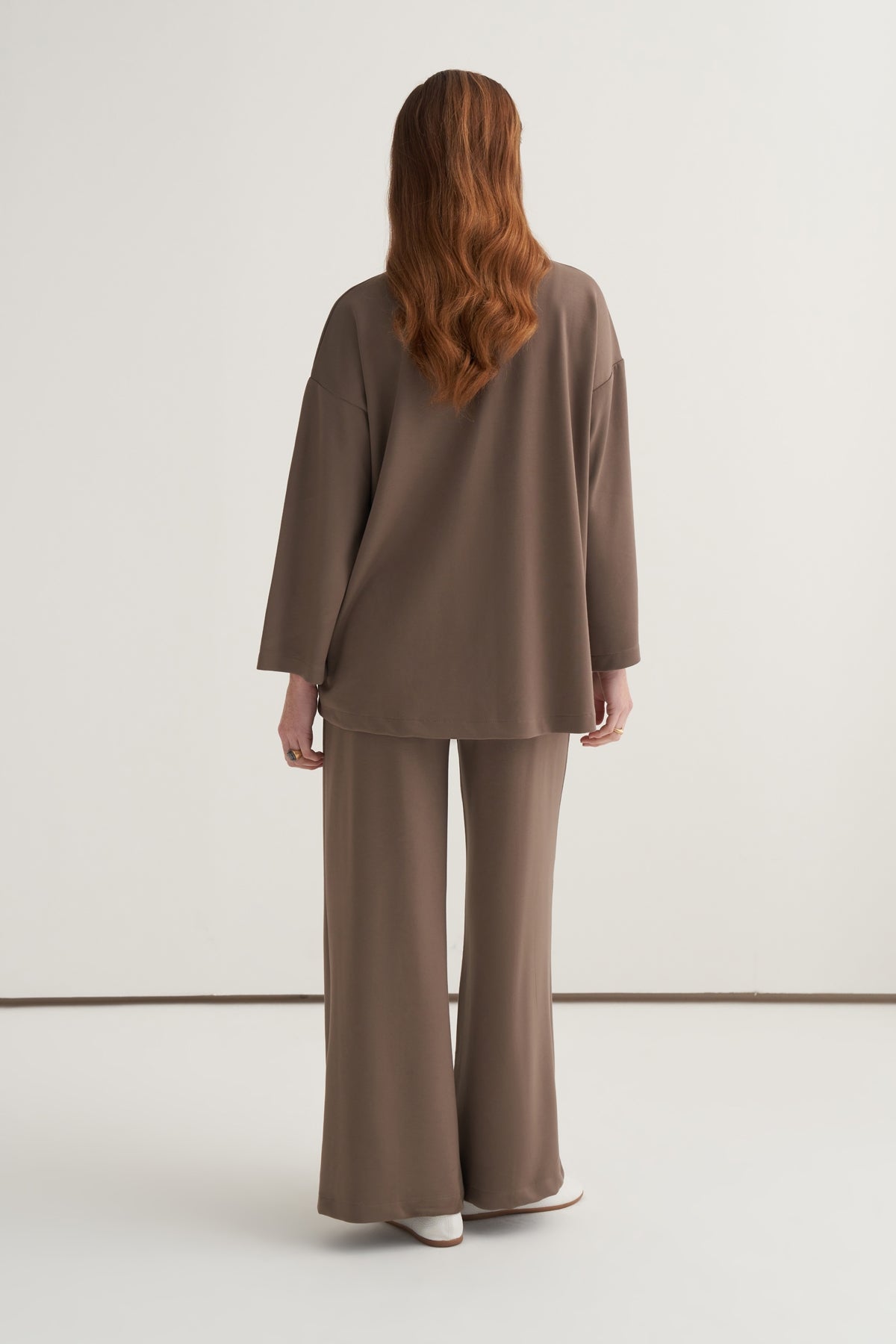 Kadın Basic Pantolonlu Sweat Takım Vizon