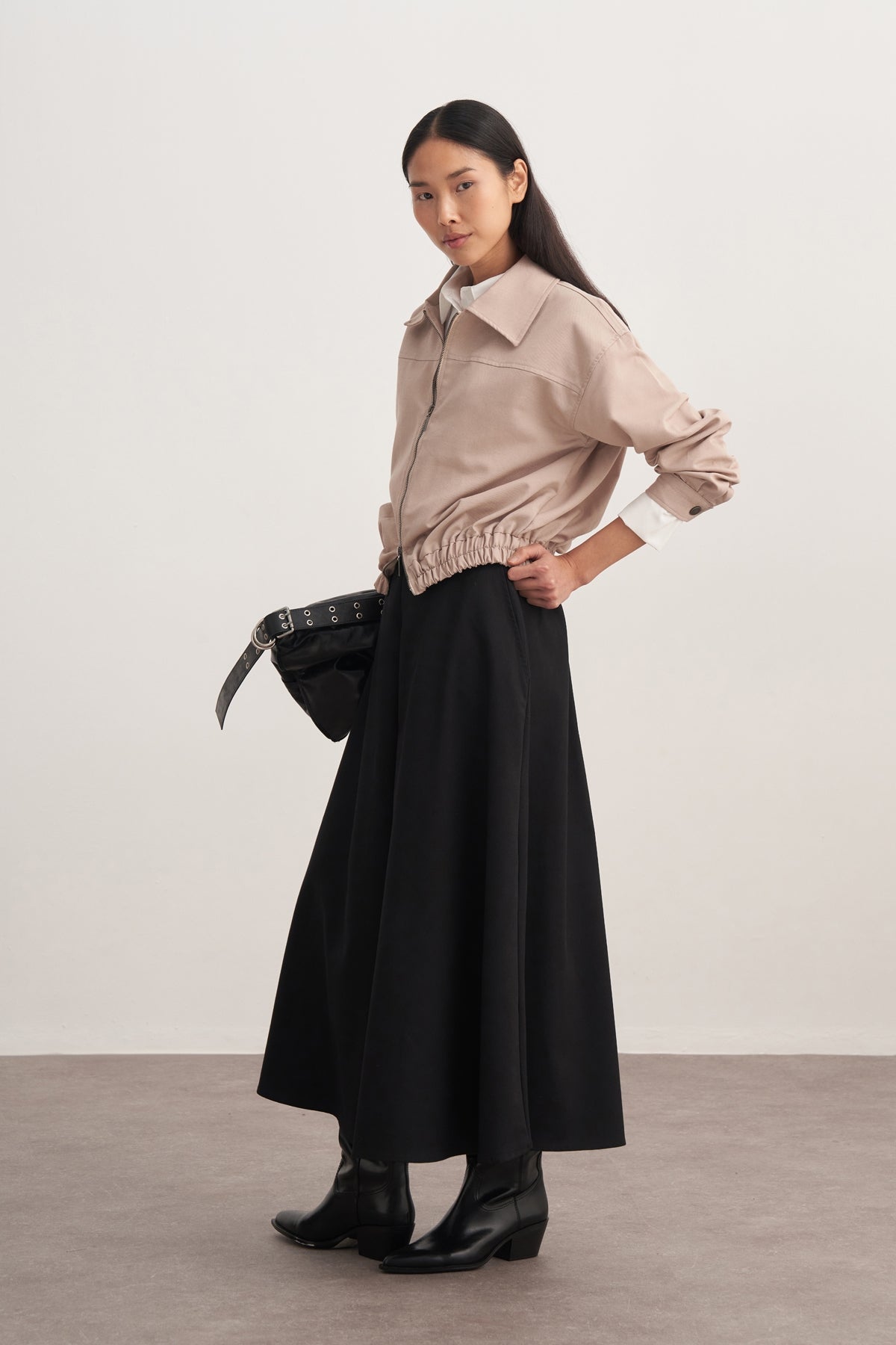 Kadın Gabardin Pilikaşe Etek Siyah