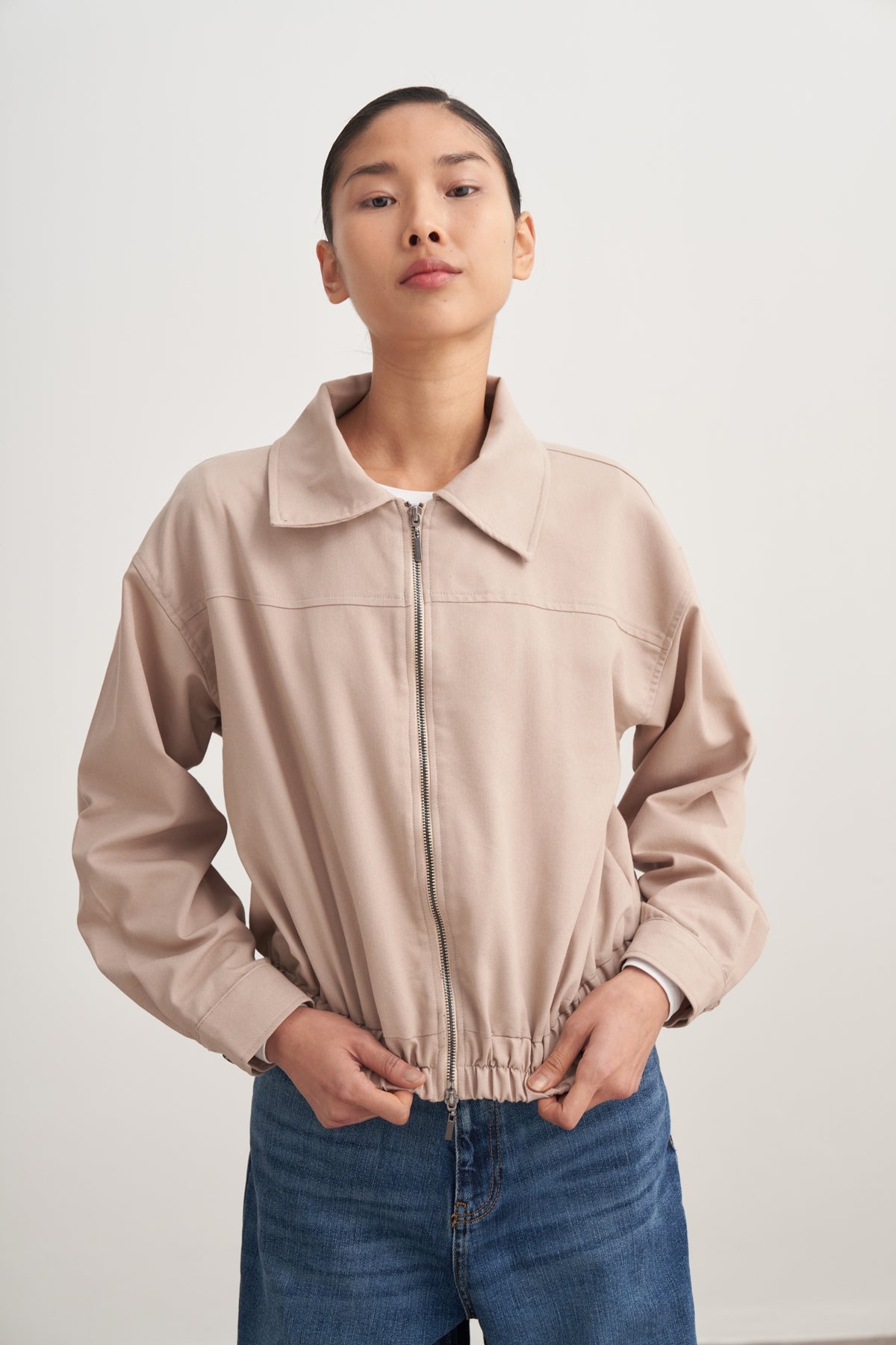 Kadın Gabardin Bomber Ceket Bej