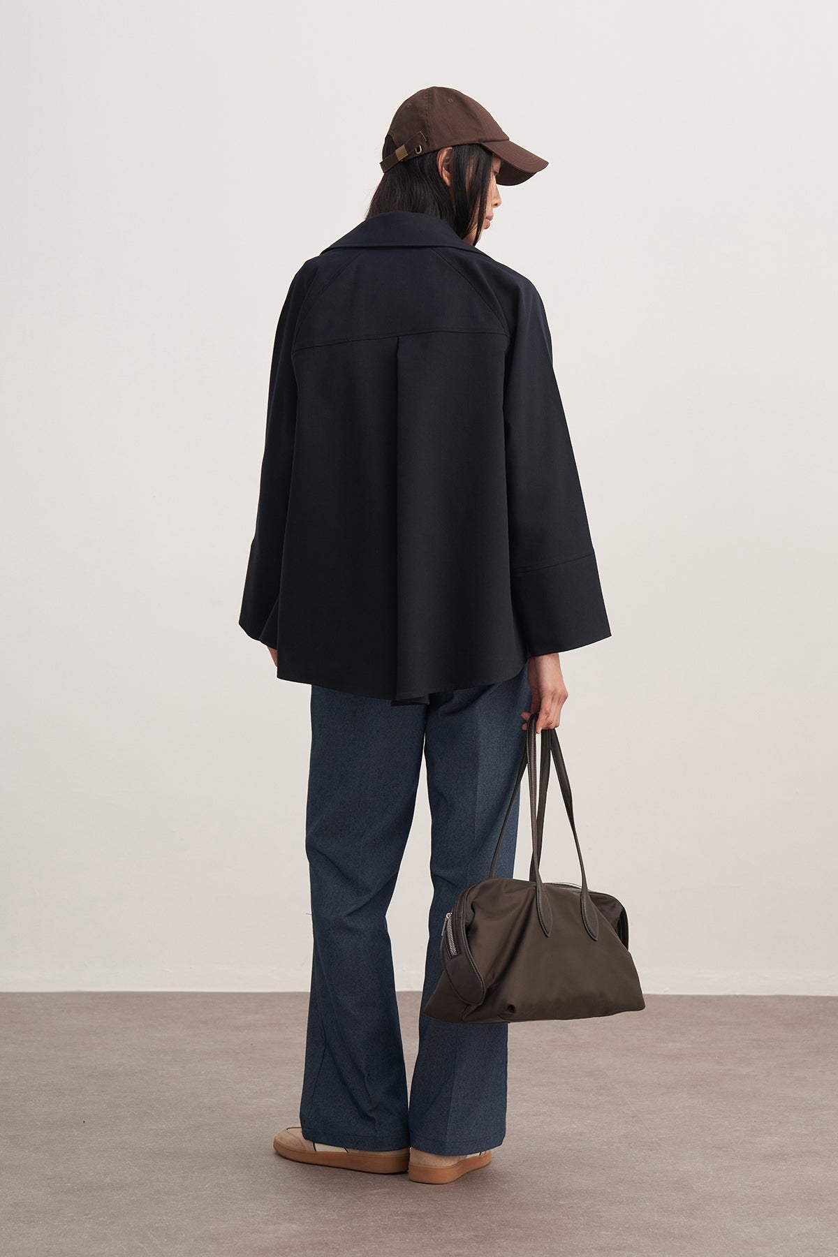 Kadın Gabardin Kruvaze Gömlek Lacivert