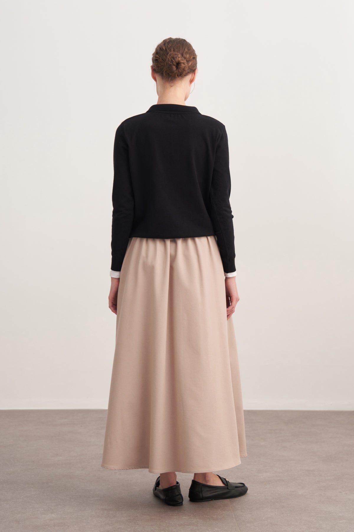 Kadın Polo Yaka Viskon Triko Kazak Siyah