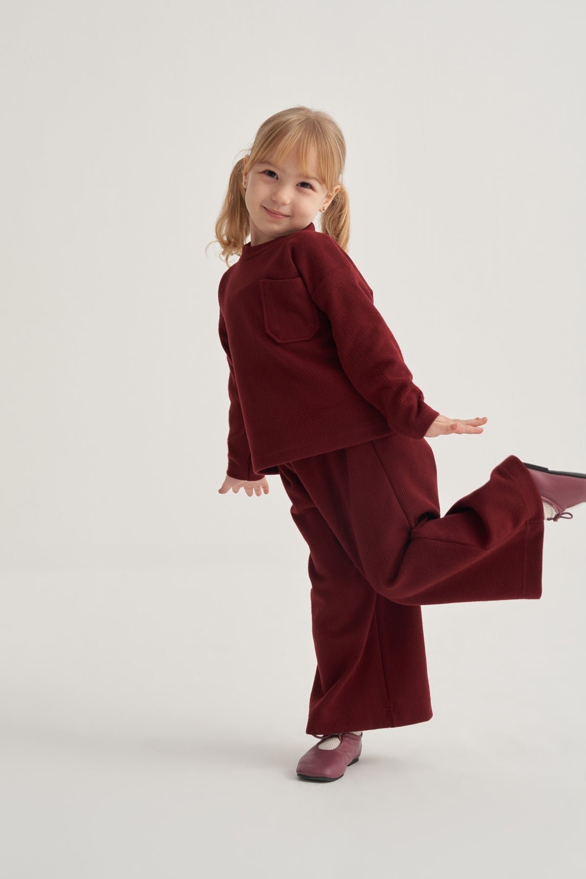 Kız Çocuk Ottoman Kumaş Takım Bordo