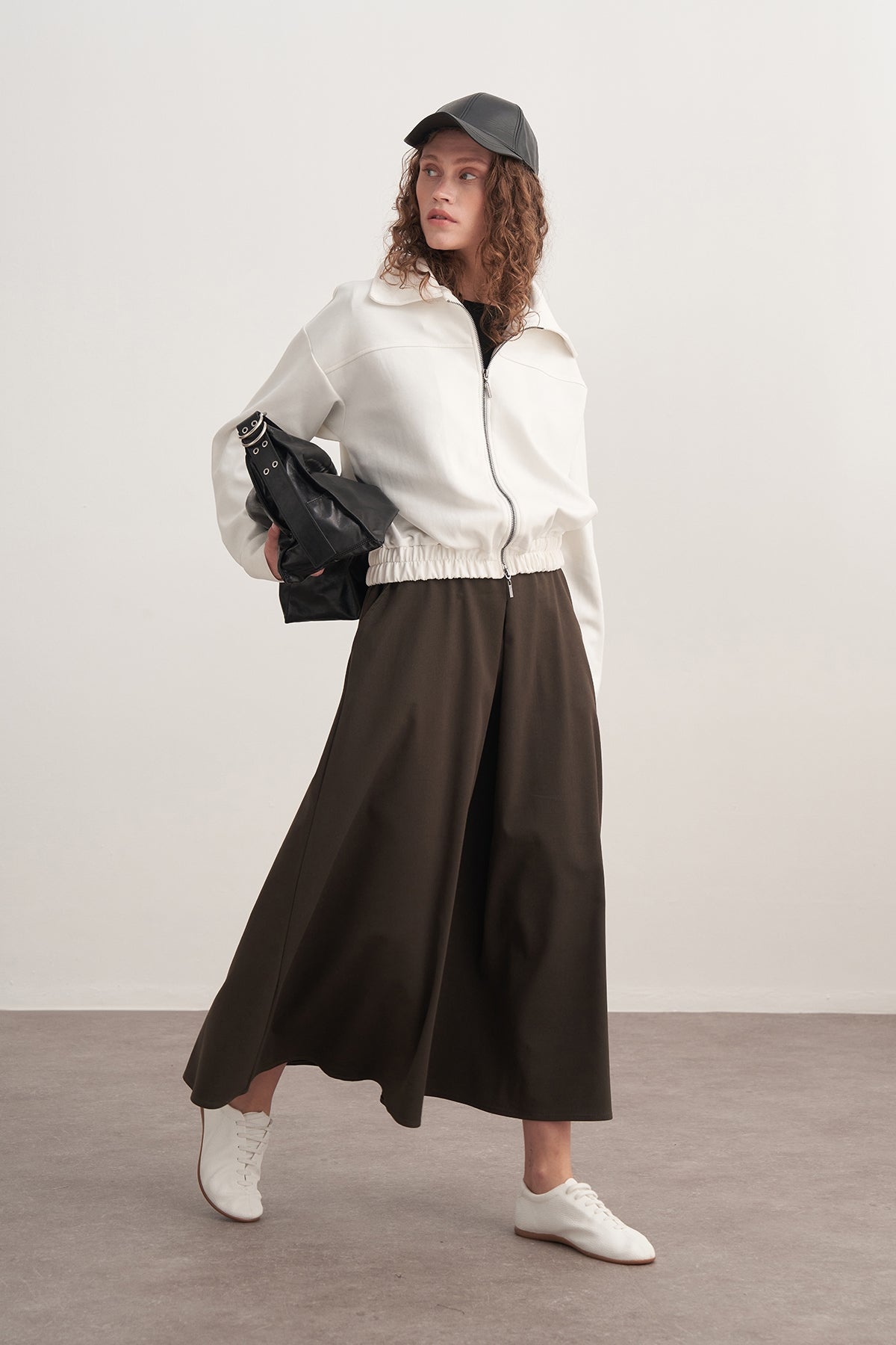 Kadın İnterlok Bomber Ceket Ekru