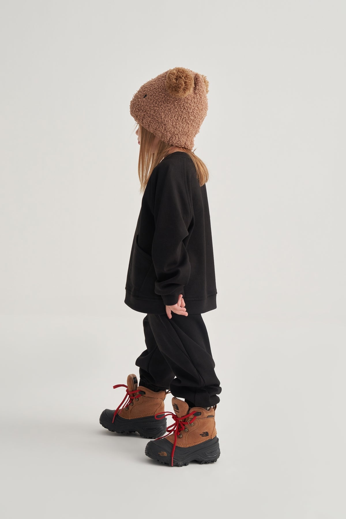 Unisex Çocuk İnterlok Dikiş Detaylı İkili Takım Siyah