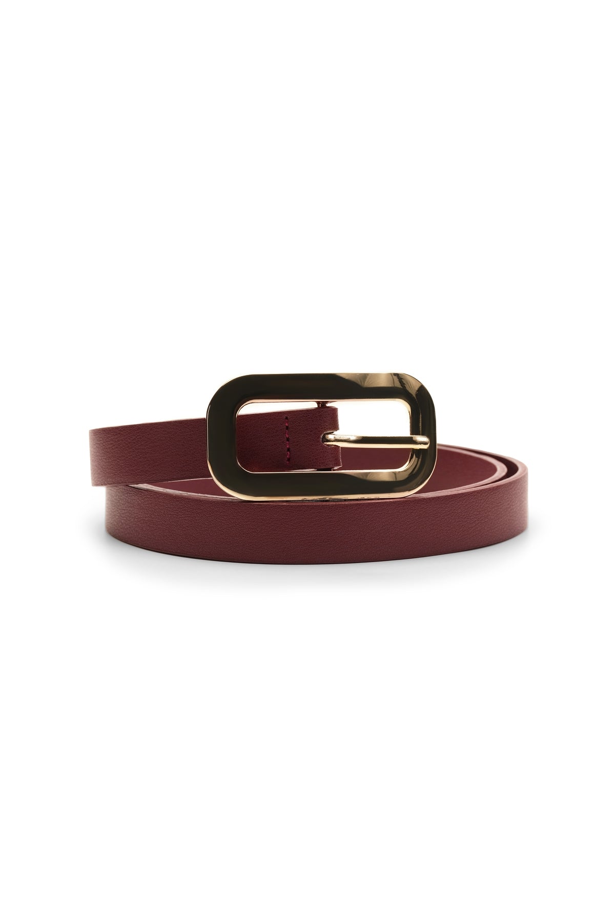 Kadın Gold Oval Tokalı Kemer Bordo