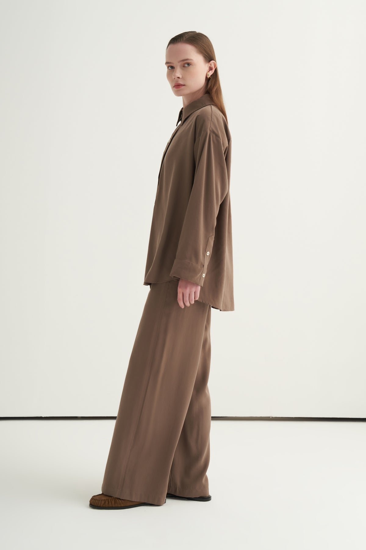 Kadın Modal Bağcıklı Palazzo Pantolon Vizon