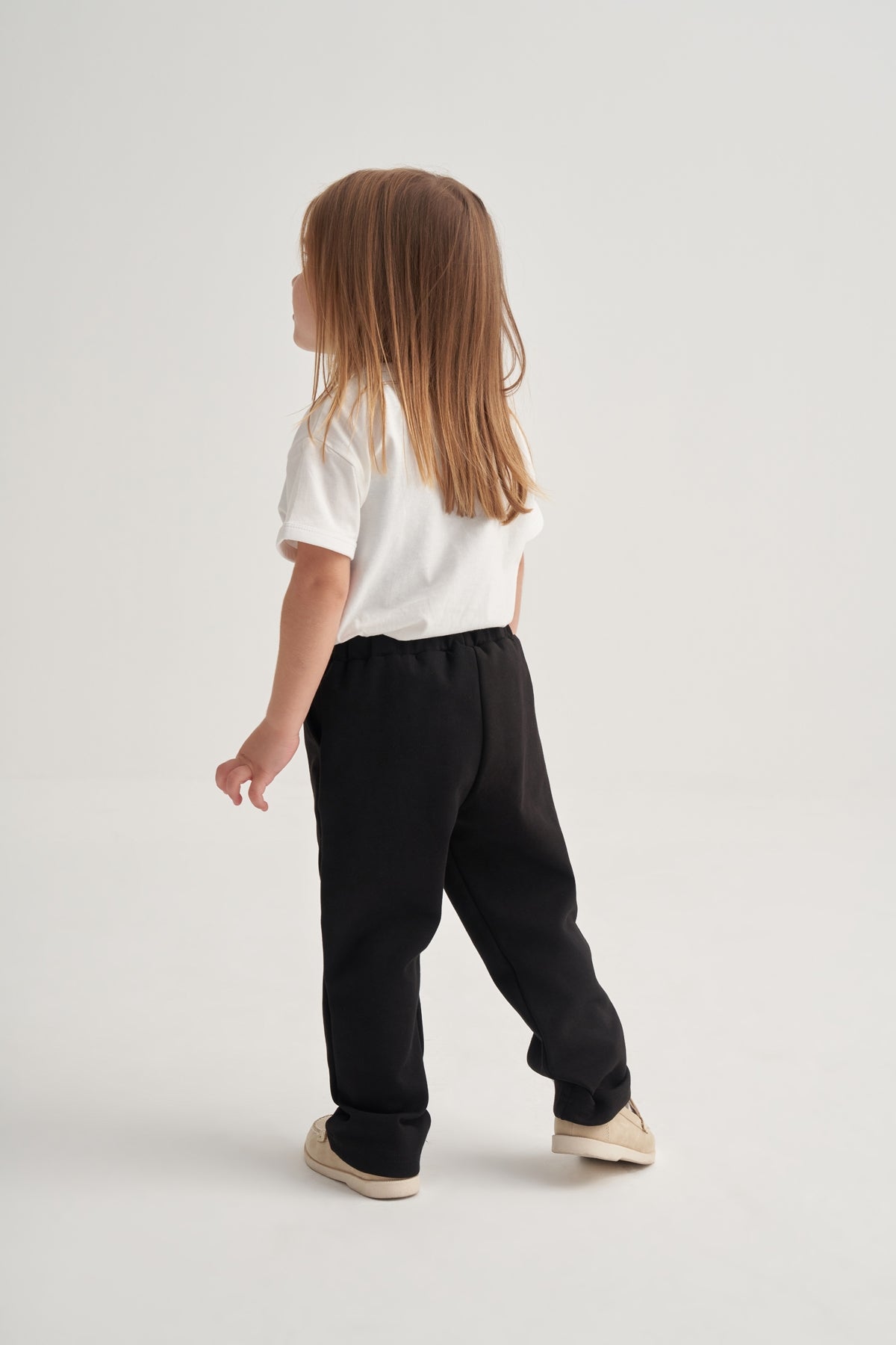 Unisex Çocuk İnterlok Düz Kesim Pantolon Siyah