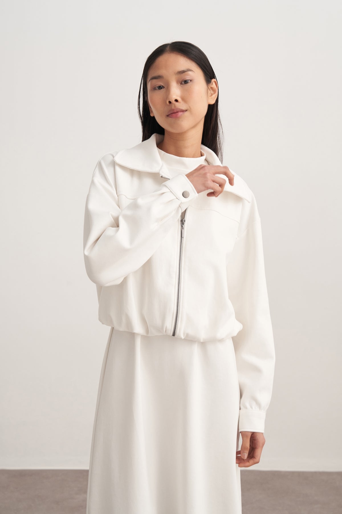 Kadın İnterlok Bomber Ceket Ekru