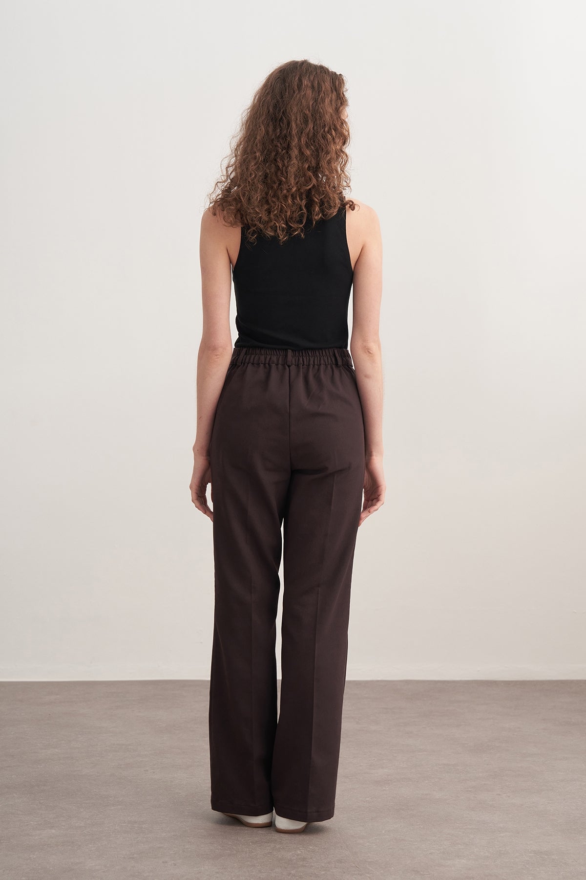 Kadın Gabardin Palazzo Pantolon Kahve