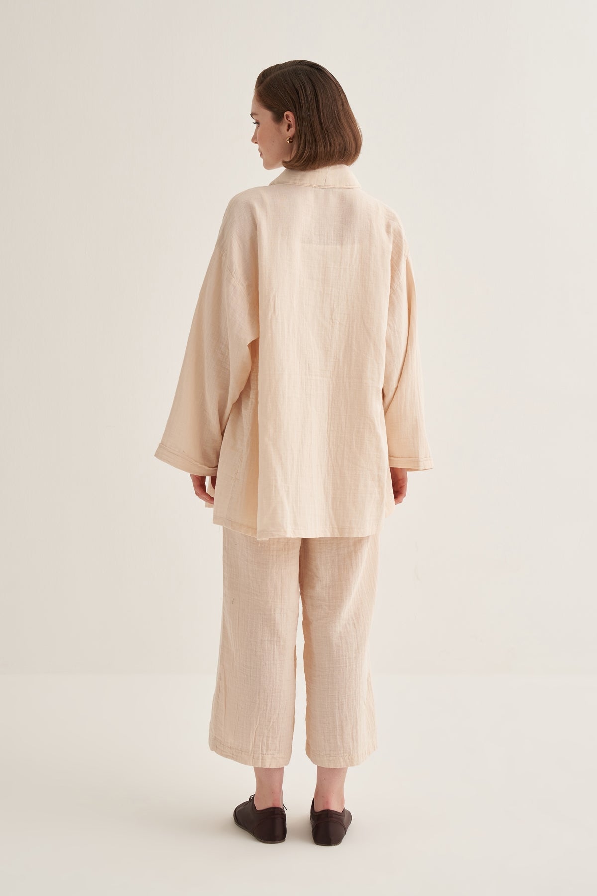 Kadın Müslin Kimono Takım Bej