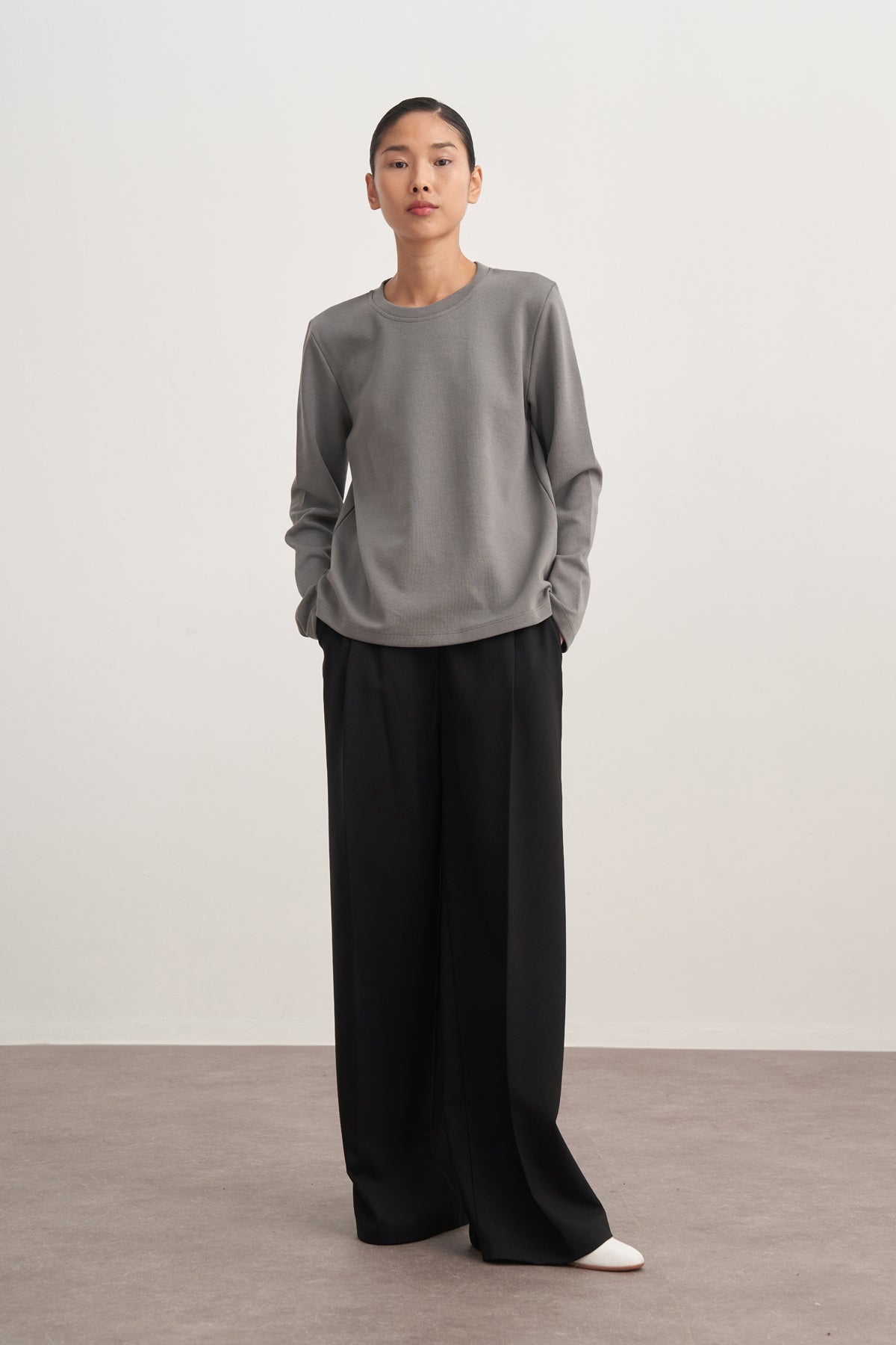 Kadın İnterlok Uzun Kollu Body Füme