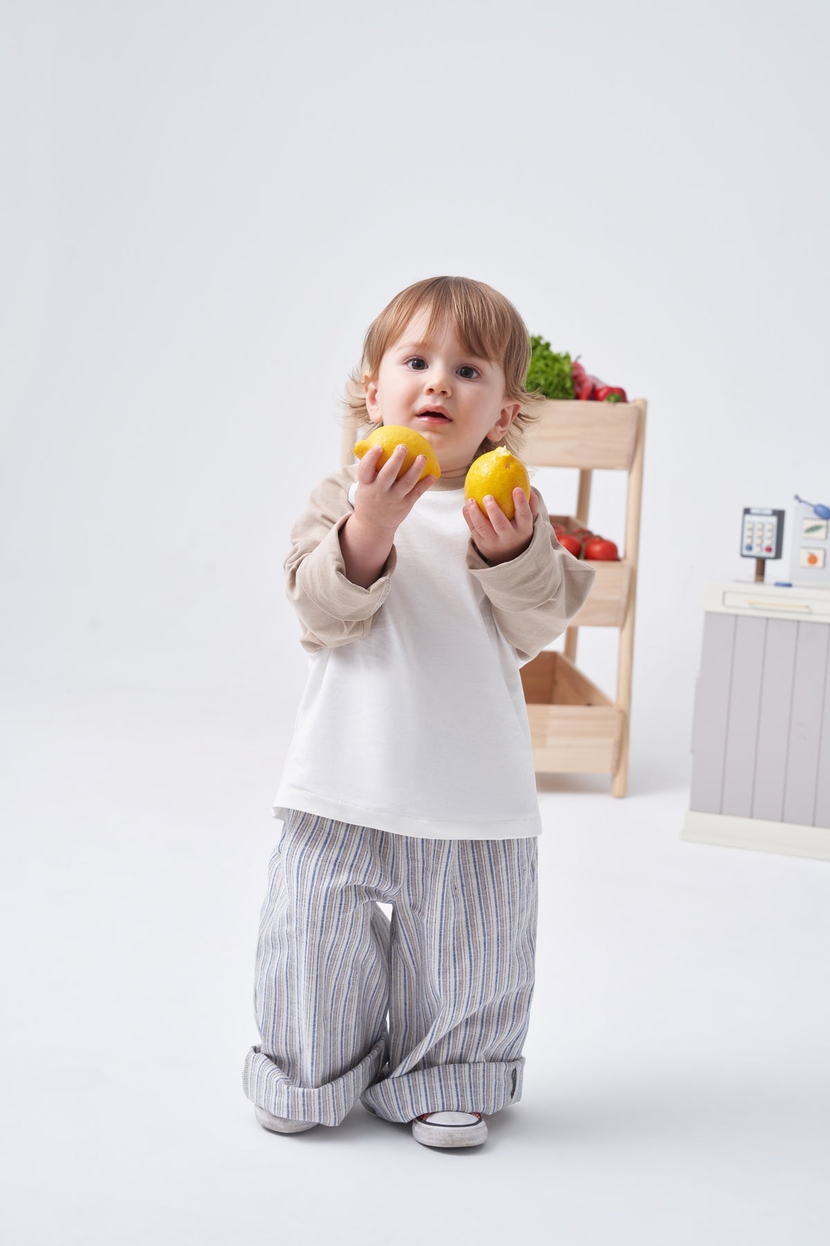Unisex Çocuk Çizgili Pantolonlu Takım Lacivert
