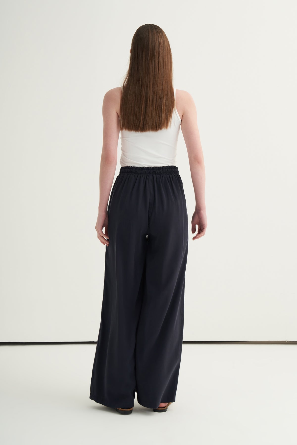 Kadın Modal Bağcıklı Palazzo Pantolon Lacivert