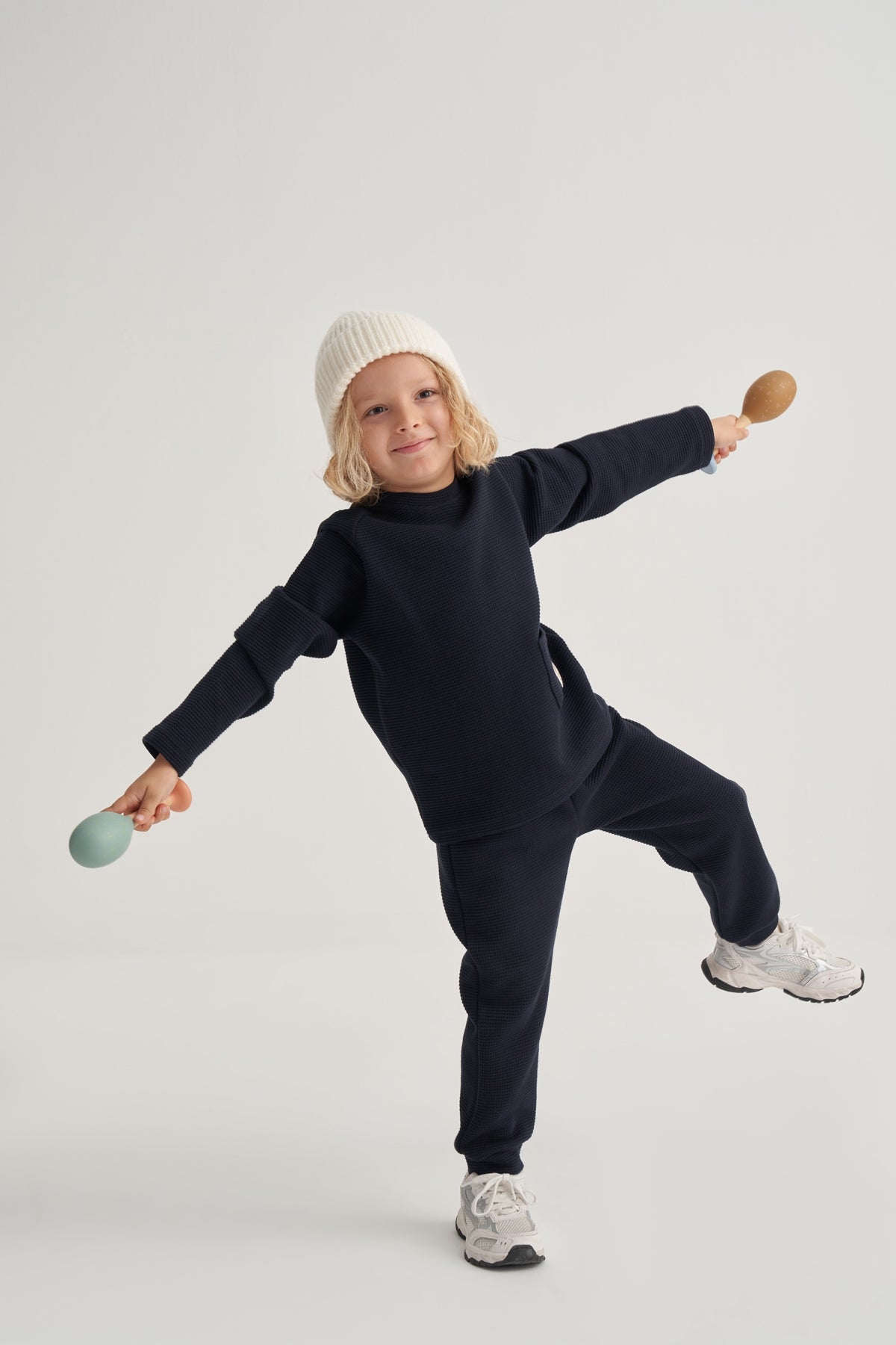 Unisex Çocuk Waffle Takım Lacivert