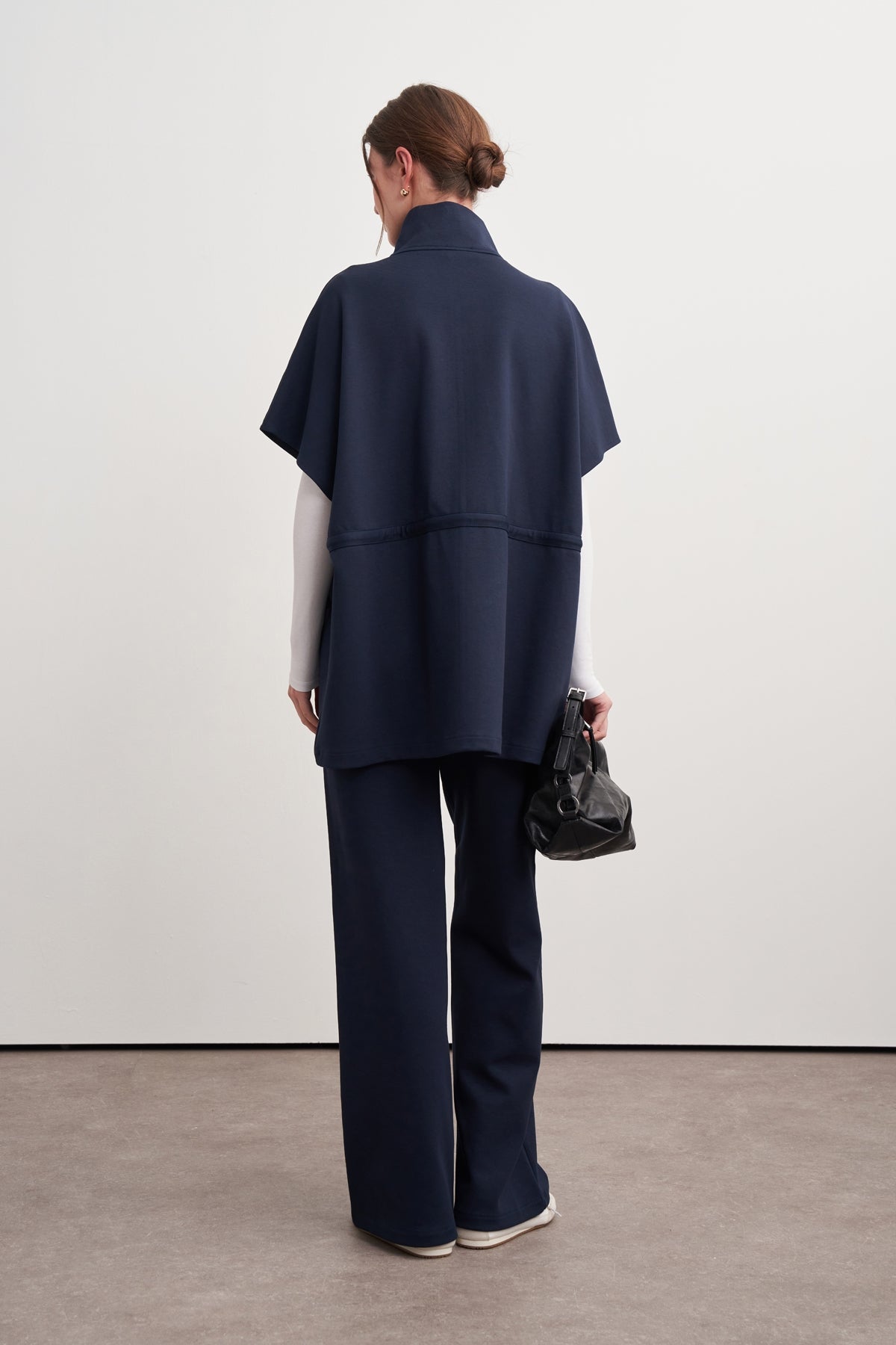 Kadın İnterlok Oversize Yelek Pantolon Takım Lacivert