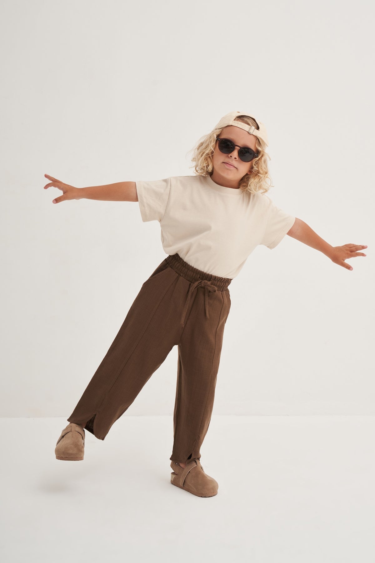 Unisex Çocuk Organik Pamuk Pantolon Kahve
