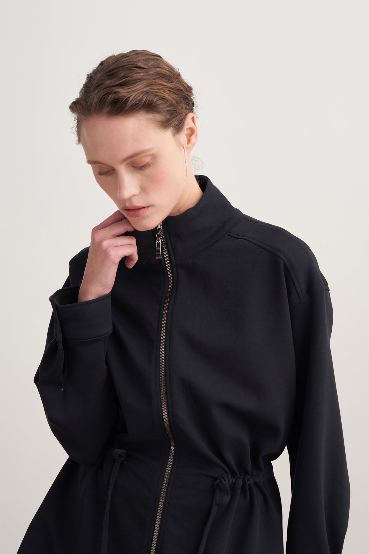 Kadın İnterlok Oversize Spor Ceket Takım Lacivert