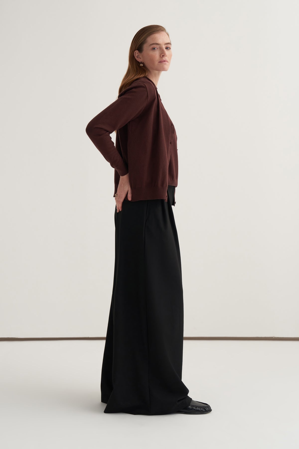 Kadın Viskon Triko Tişörtlü Hırka Takım Kahve