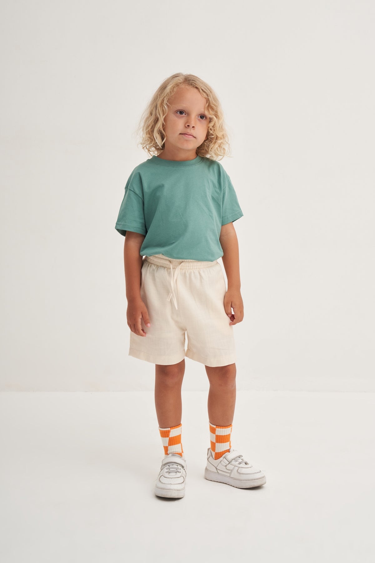 Unisex Çocuk Örme Kısa Kollu Tshirt Yeşil