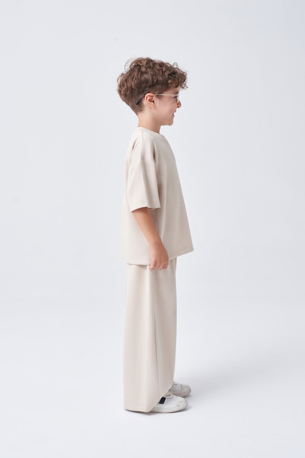 Unisex Çocuk Oversize Basic Takım Bej