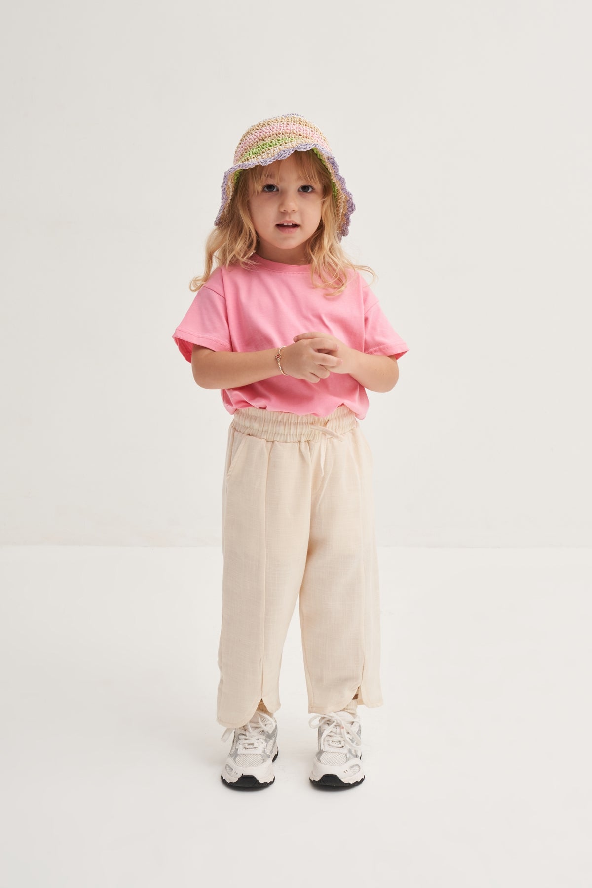 Unisex Çocuk Organik Pamuk Pantolon Krem