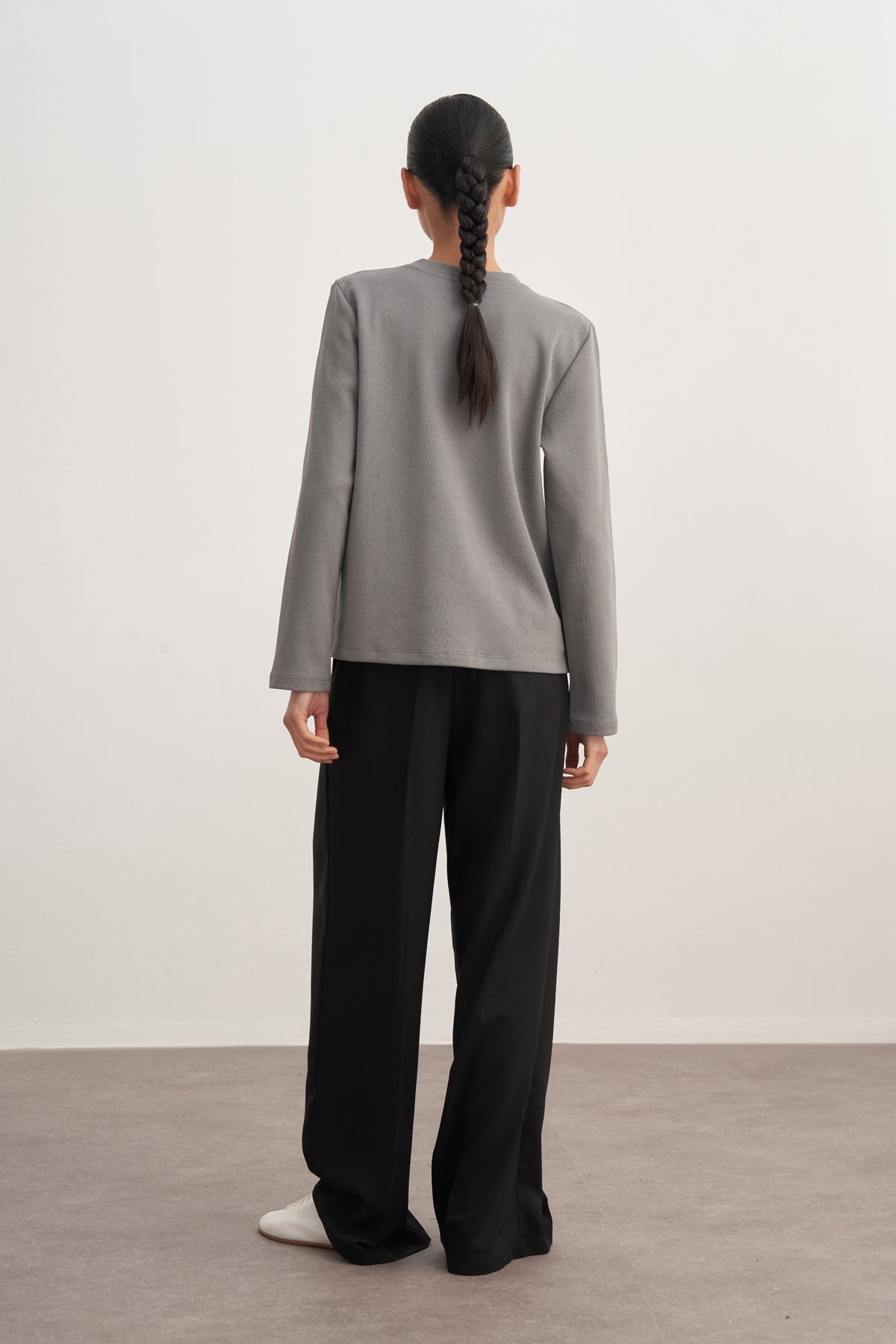 Kadın İnterlok Uzun Kollu Body Füme