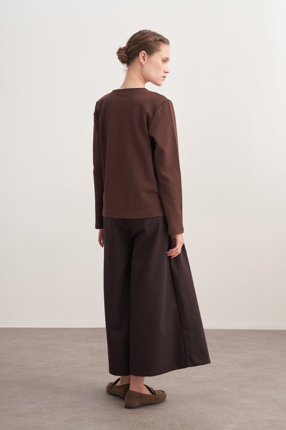 Kadın İnterlok Uzun Kollu Body Kahve