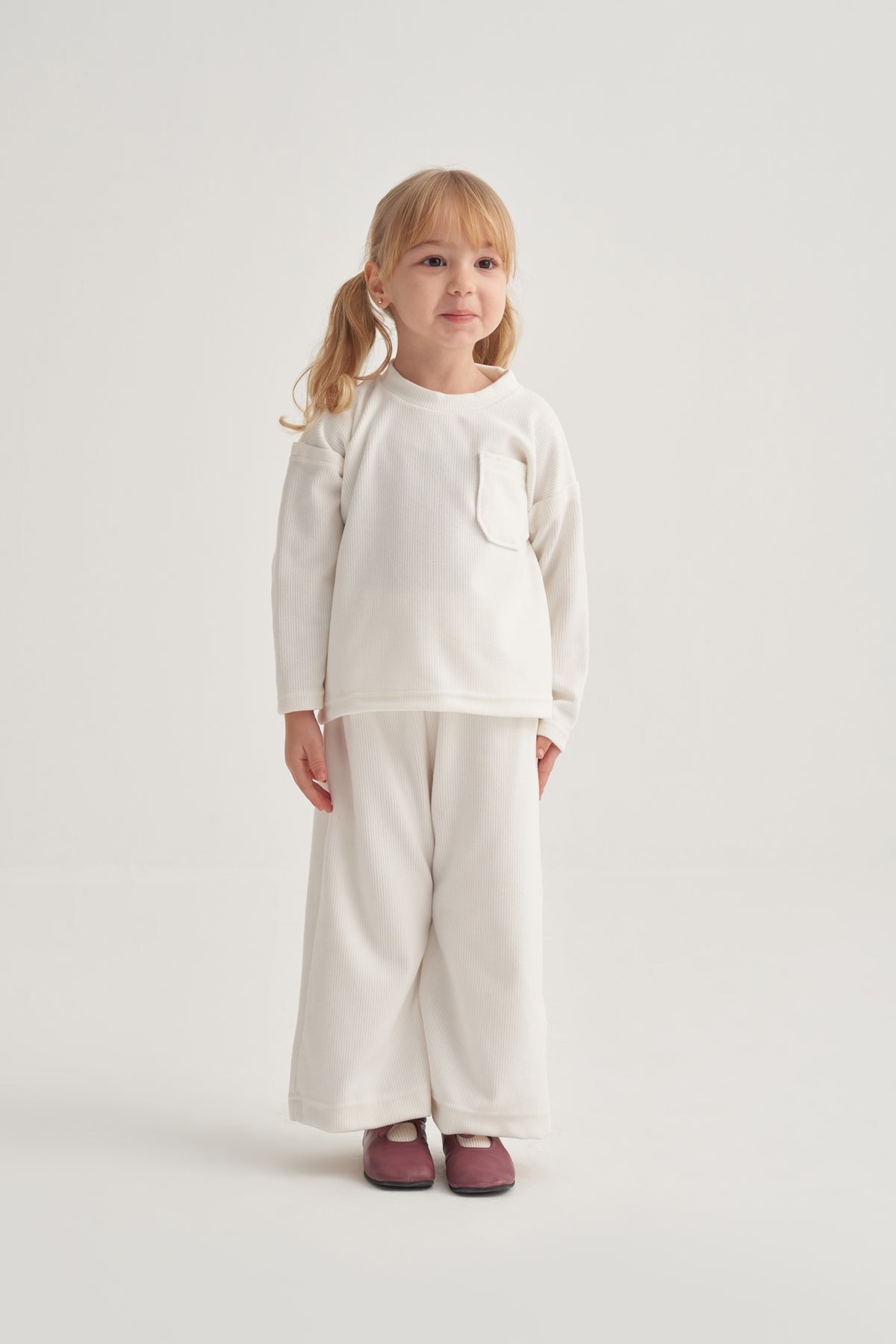 Kız Çocuk Ottoman Kumaş Takım Ekru