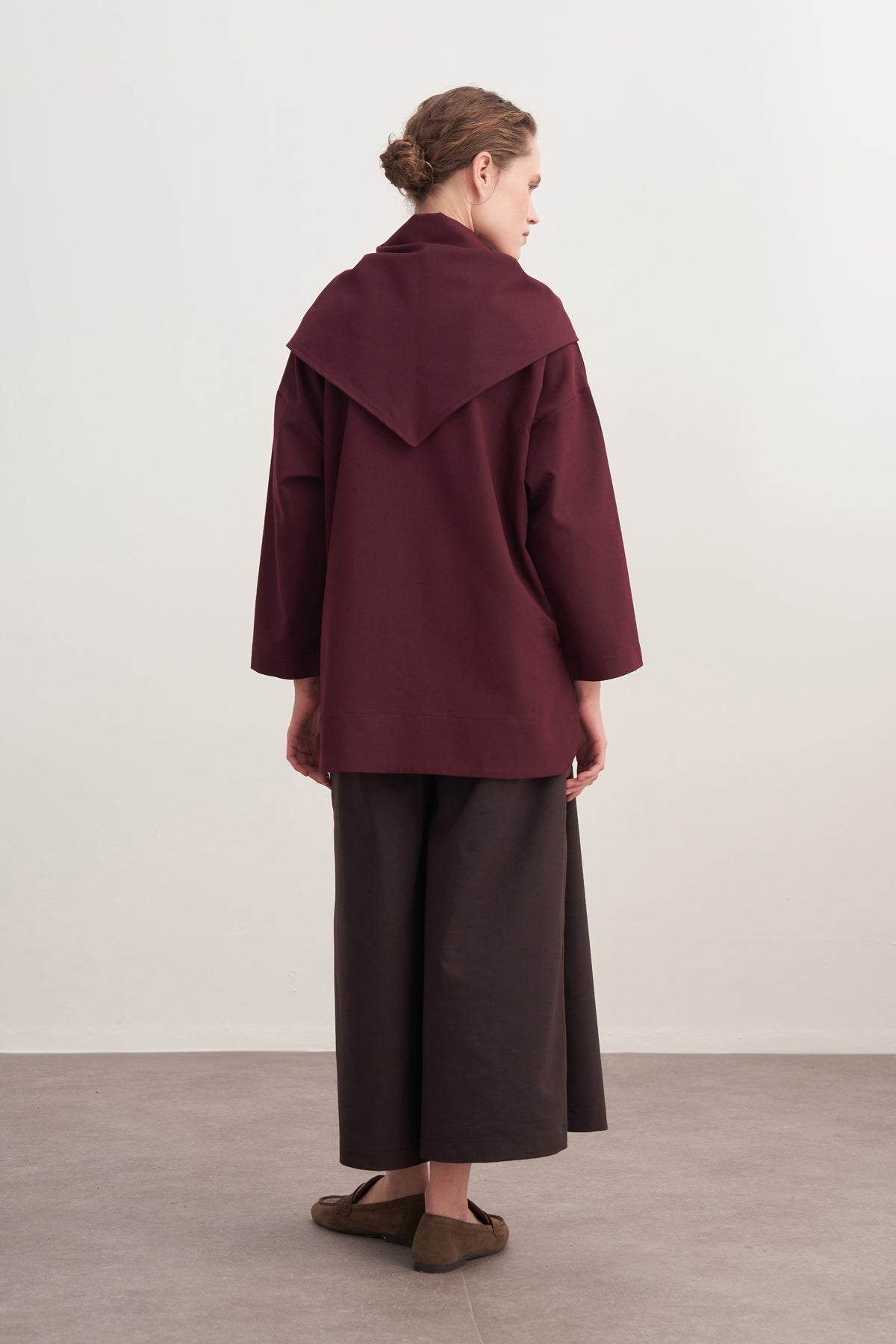 Kadın Gabardin Ceket Gömlek Mürdüm