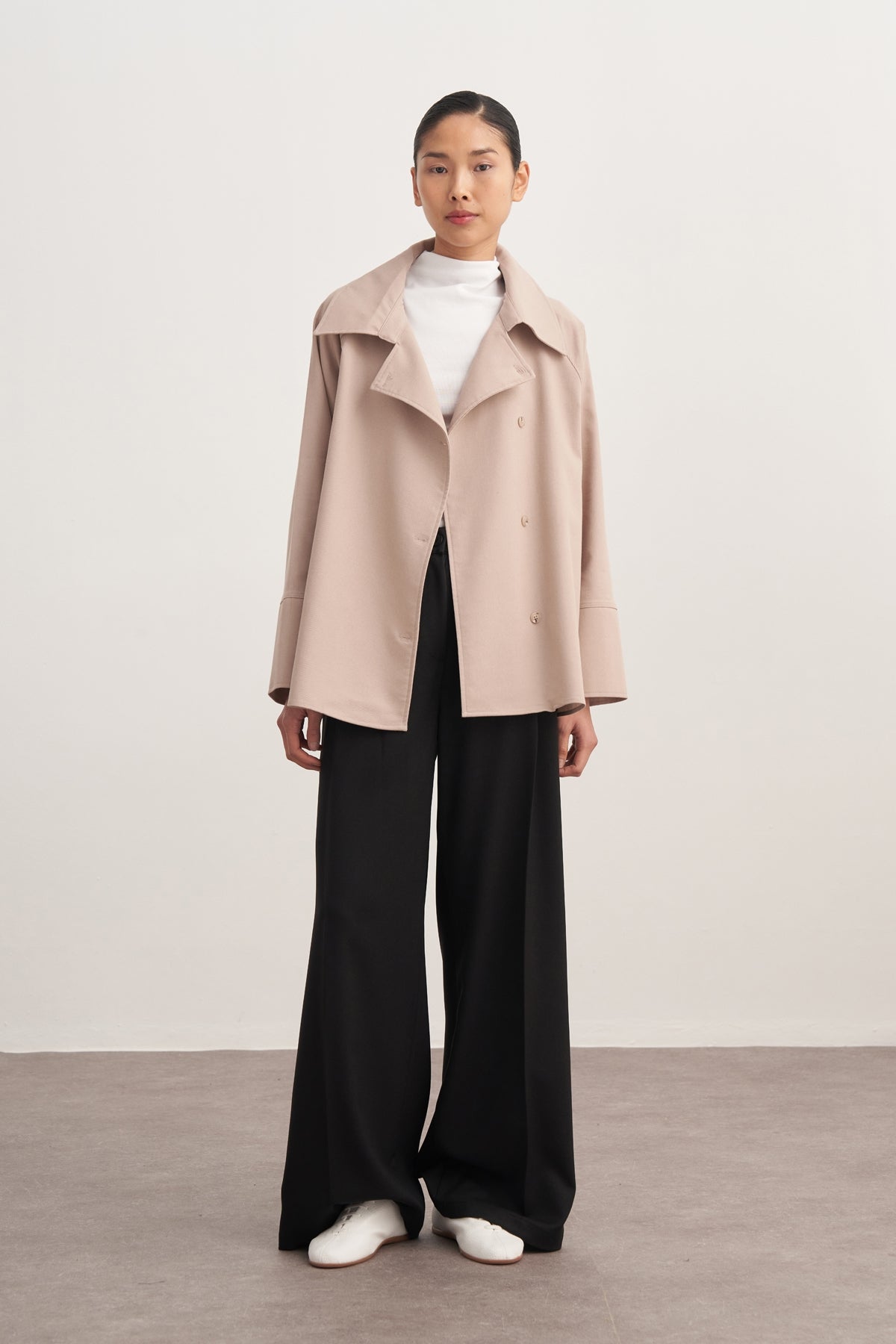 Kadın Gabardin Kruvaze Gömlek Bej