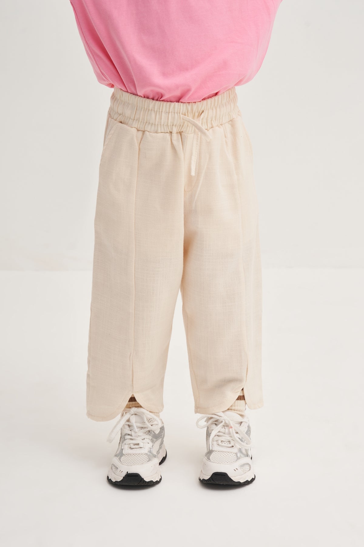Unisex Çocuk Organik Pamuk Pantolon Krem