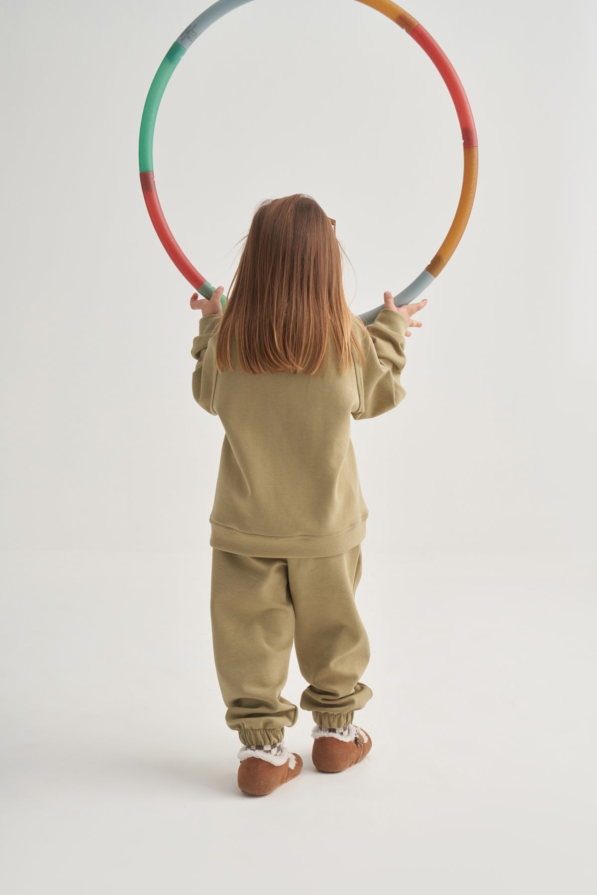 Unisex Çocuk İnterlok Dikiş Detaylı İkili Takım Yeşil