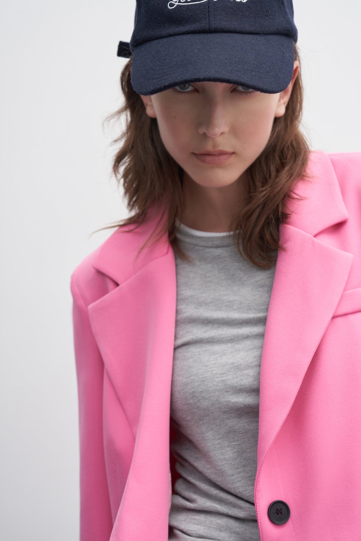 Kadın Yarı Oversize Blazer Ceket Pembe